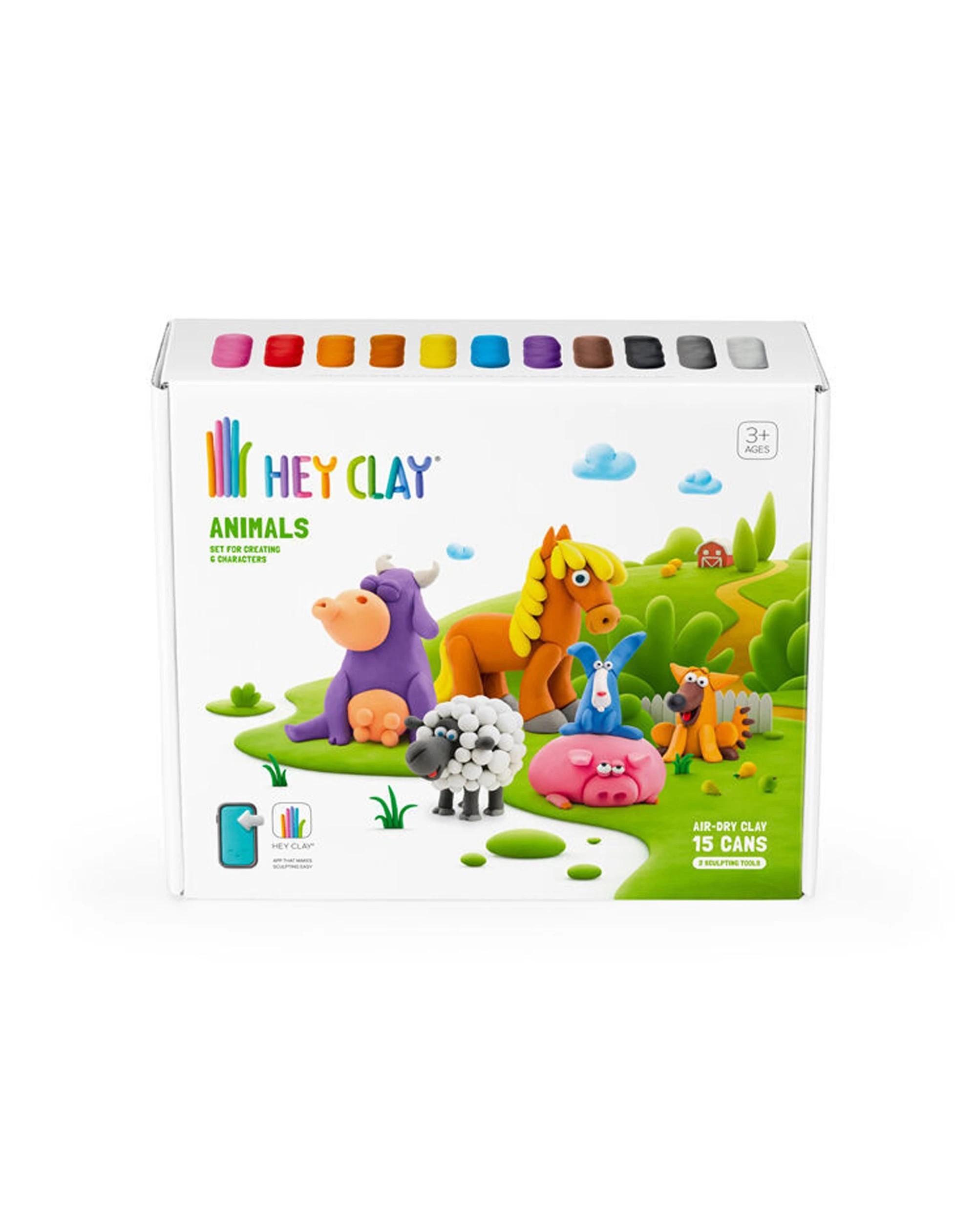 2 Hey Clay Animals Theme Modelling Set With 15 Colour Cans & 2 Tools 2PK - Multi, 2 of 7