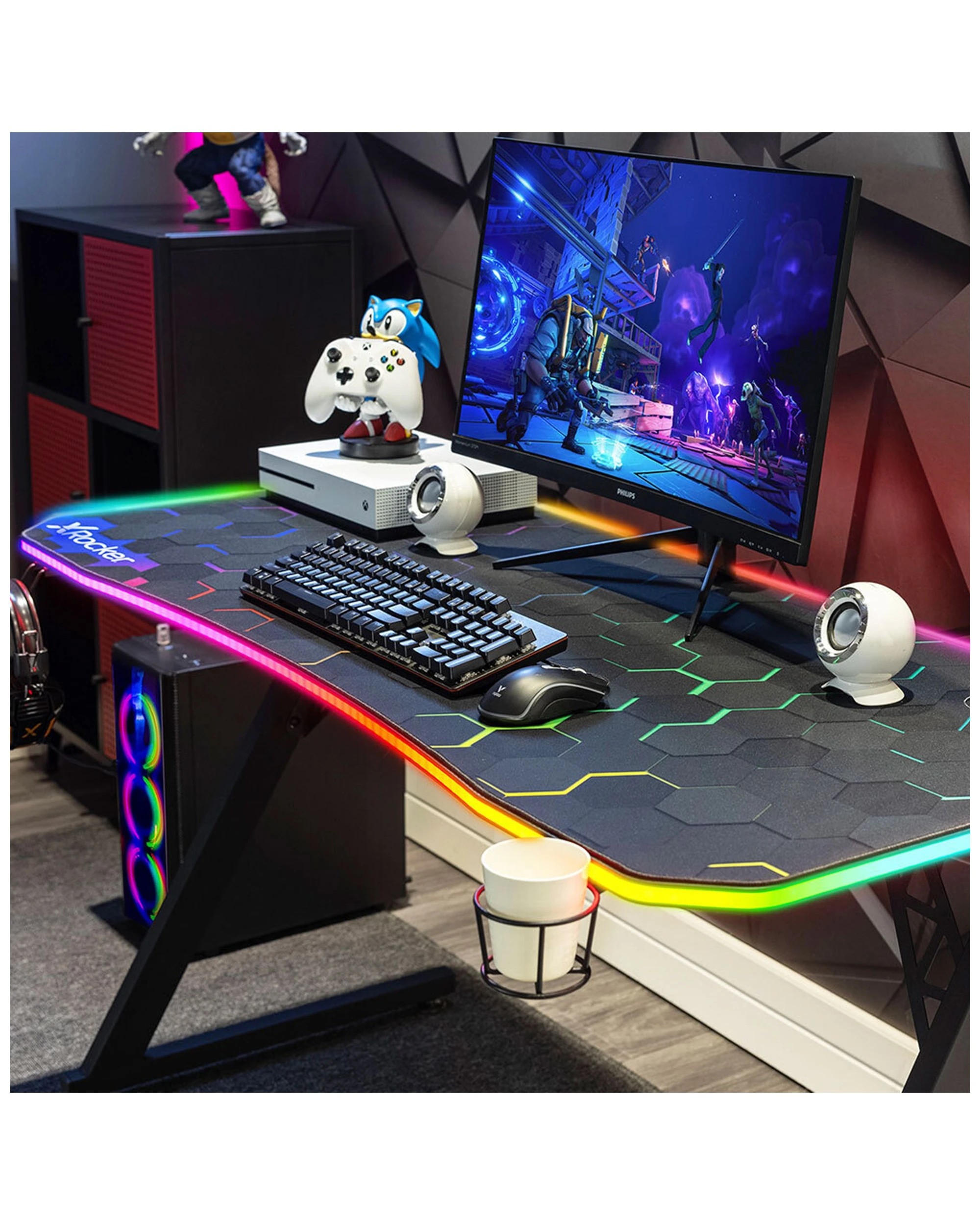 2 X Rocker Pulsar Rgb Xl Aluminium Gaming Desk W/ Neo Motion & Wireless Charging
 - Black, 2 of 9