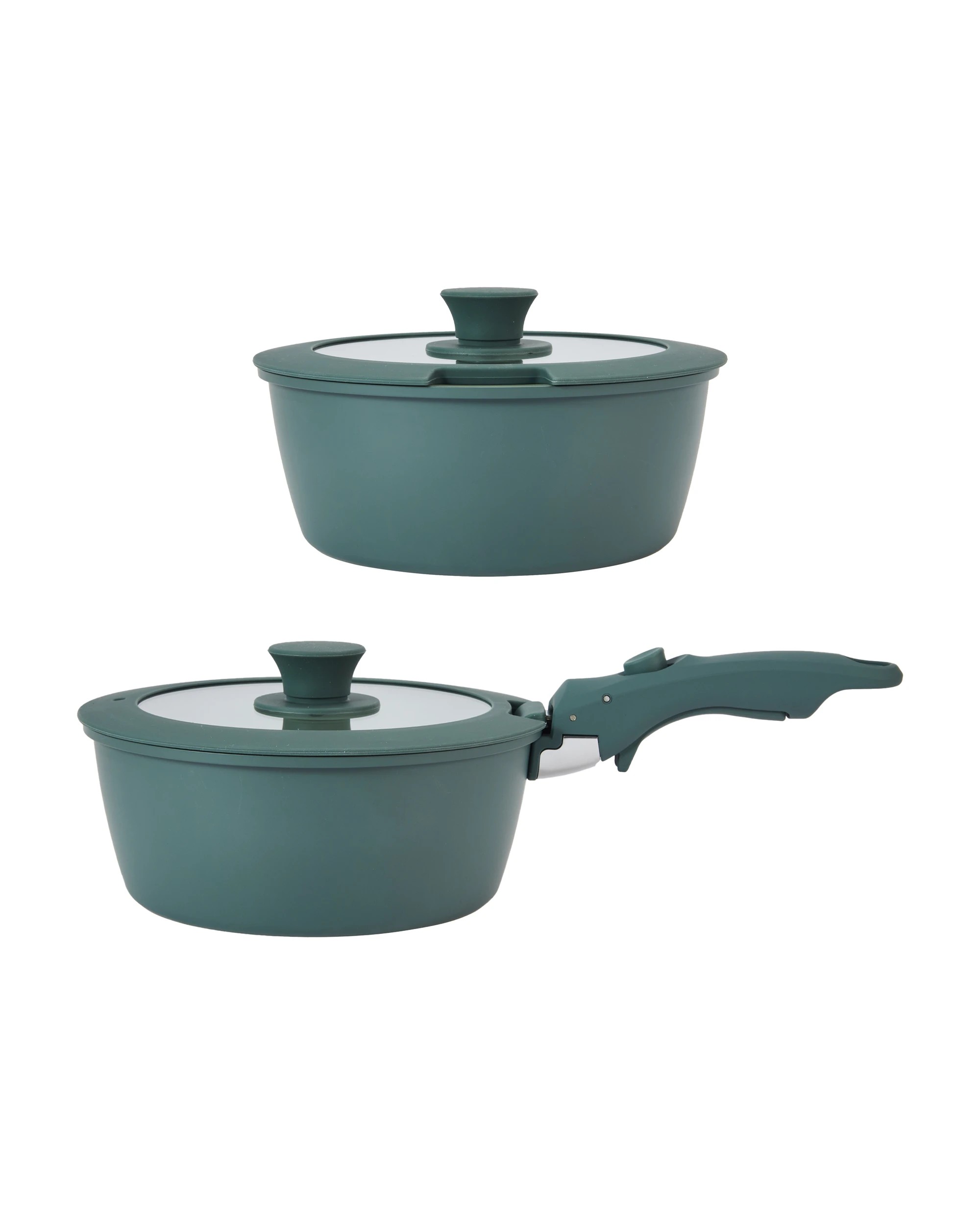 3 3 Piece Ceramic Cookware Set with Detachable Handle - Green, 3 of 9