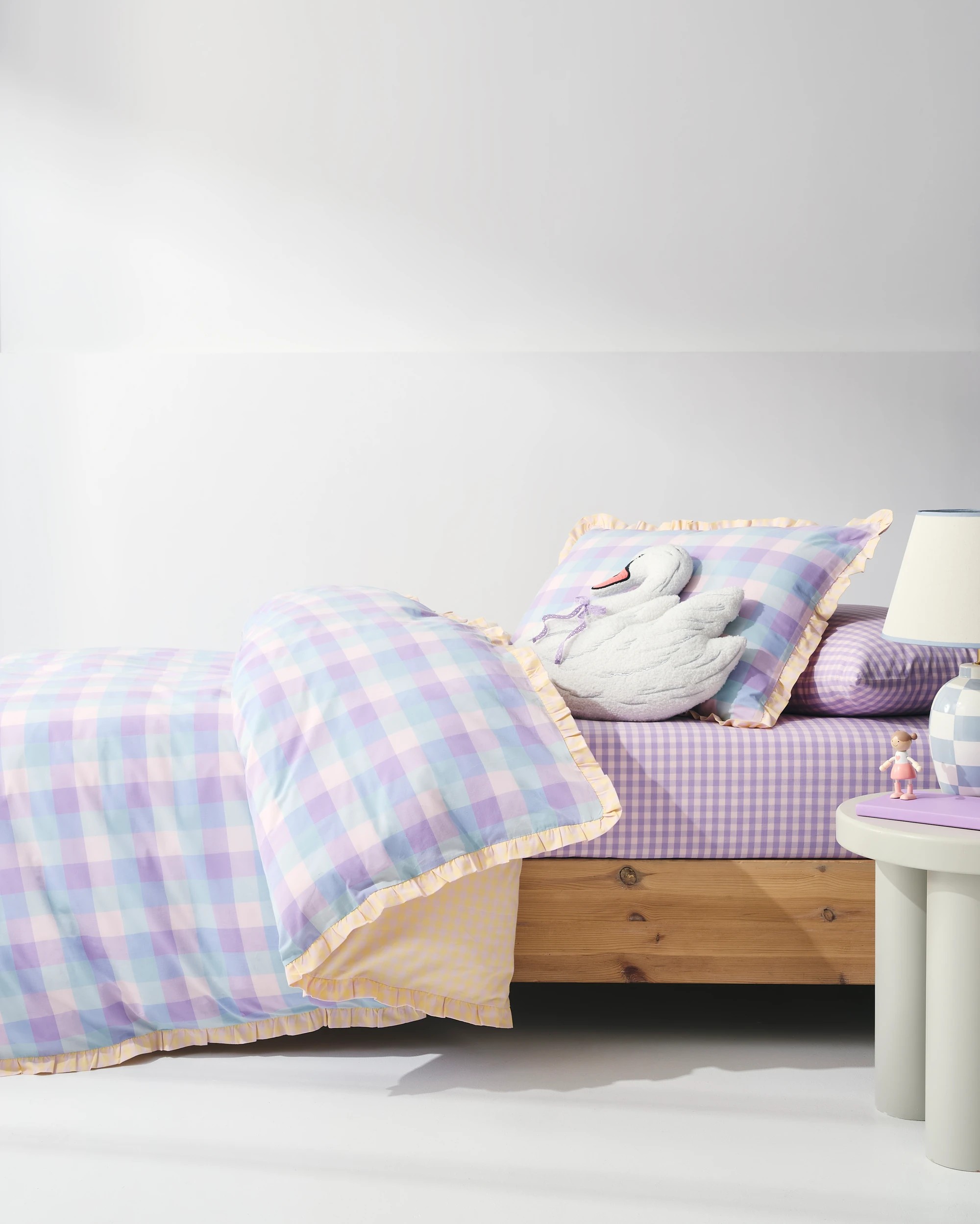 3 Target Grayson Gingham Cotton Ruffle Quilt Cover Set - Single Bed - Purple, 3 of 10