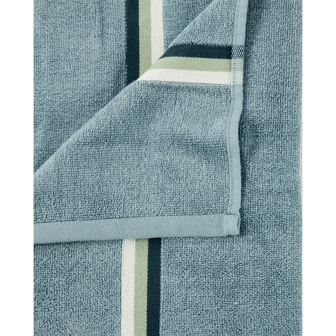 2 Stripe Reversible Cotton Bath Towel - Blue, 2 of 5