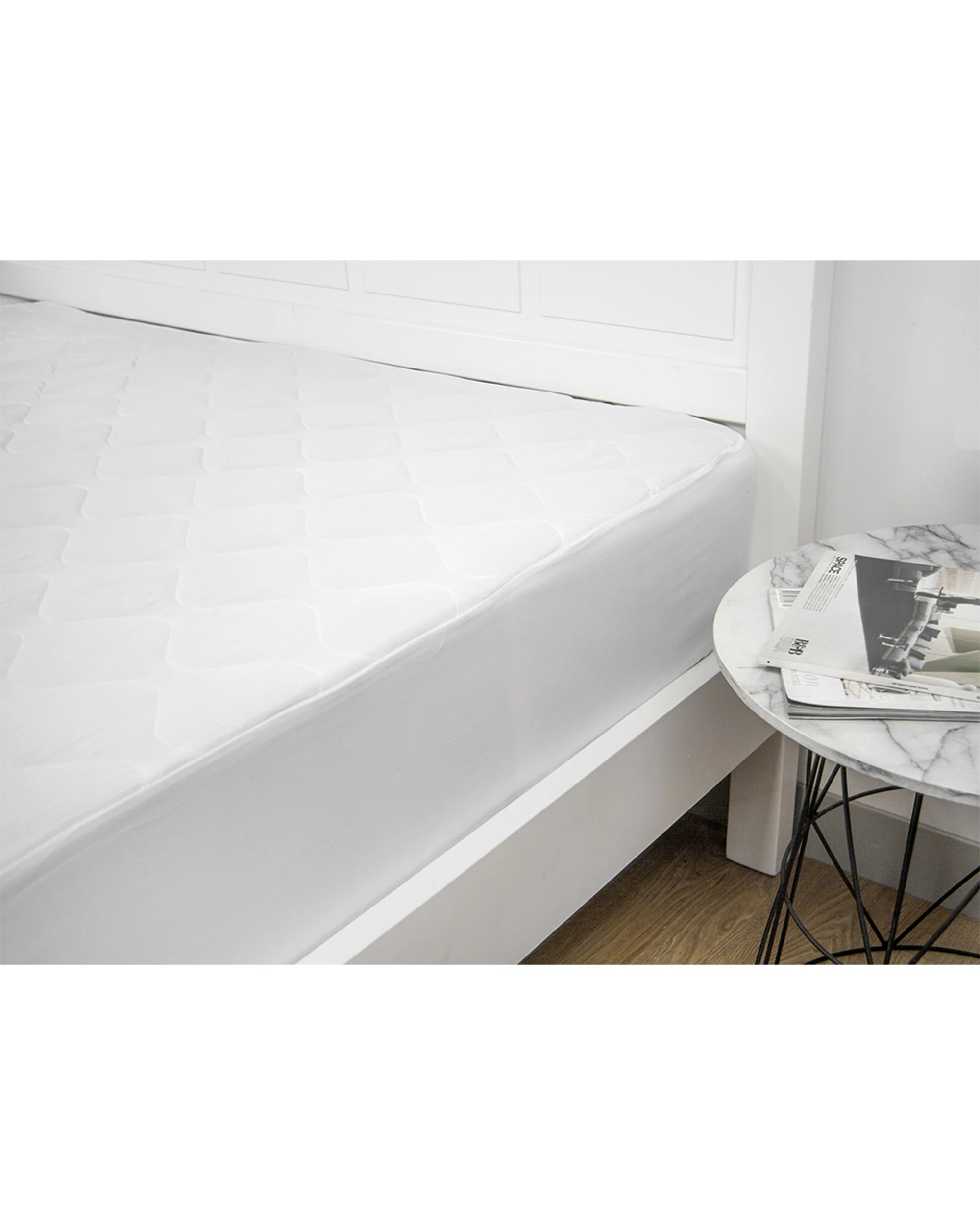 1 Ardor Boudoir King Single Bed Fitted Mattress Protector Microfibre Soft Durable - White, 1 of 2