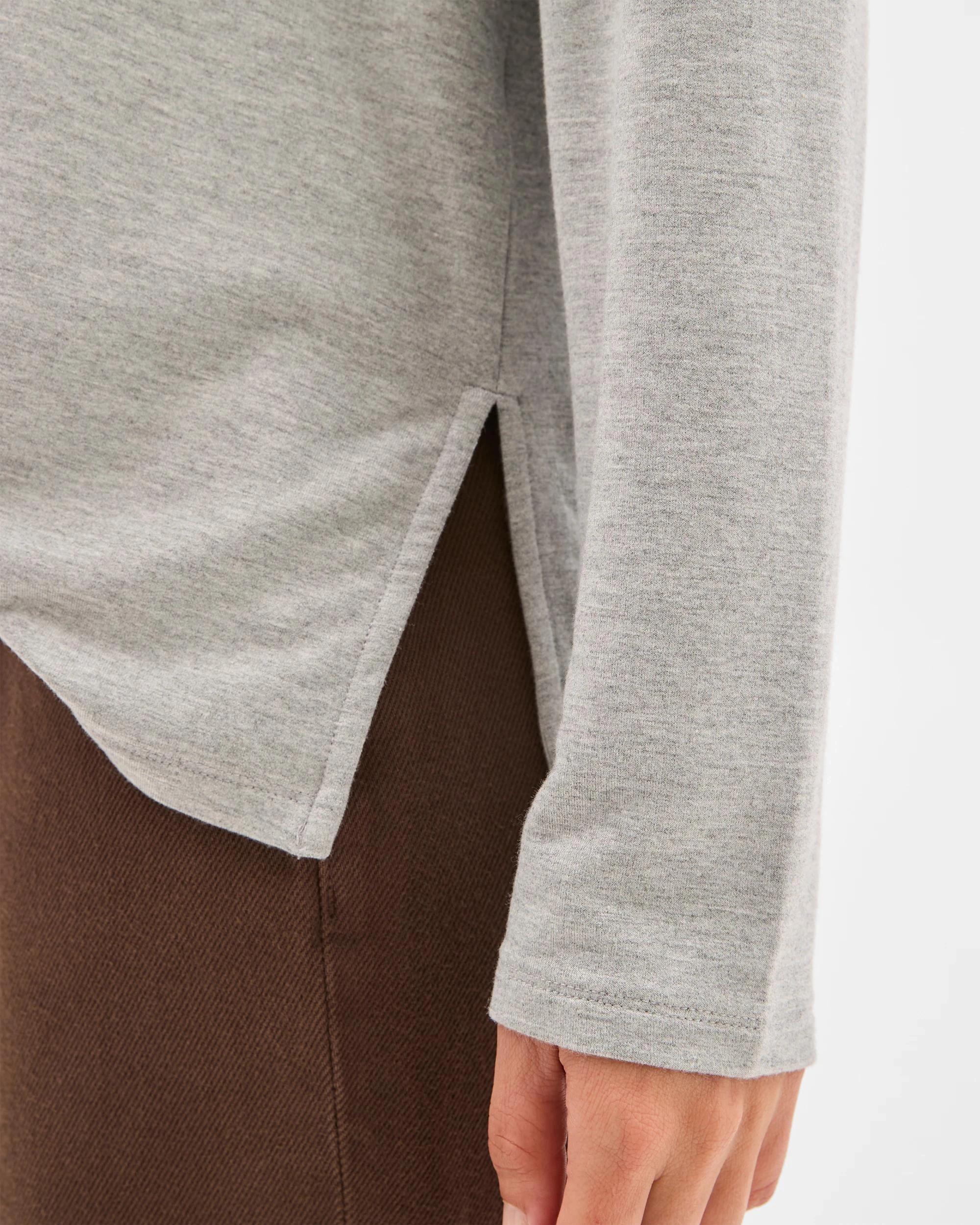 4 Target Woman Long Sleeve Drop Shoulder Curved Hem Top GREY, 4 of 5