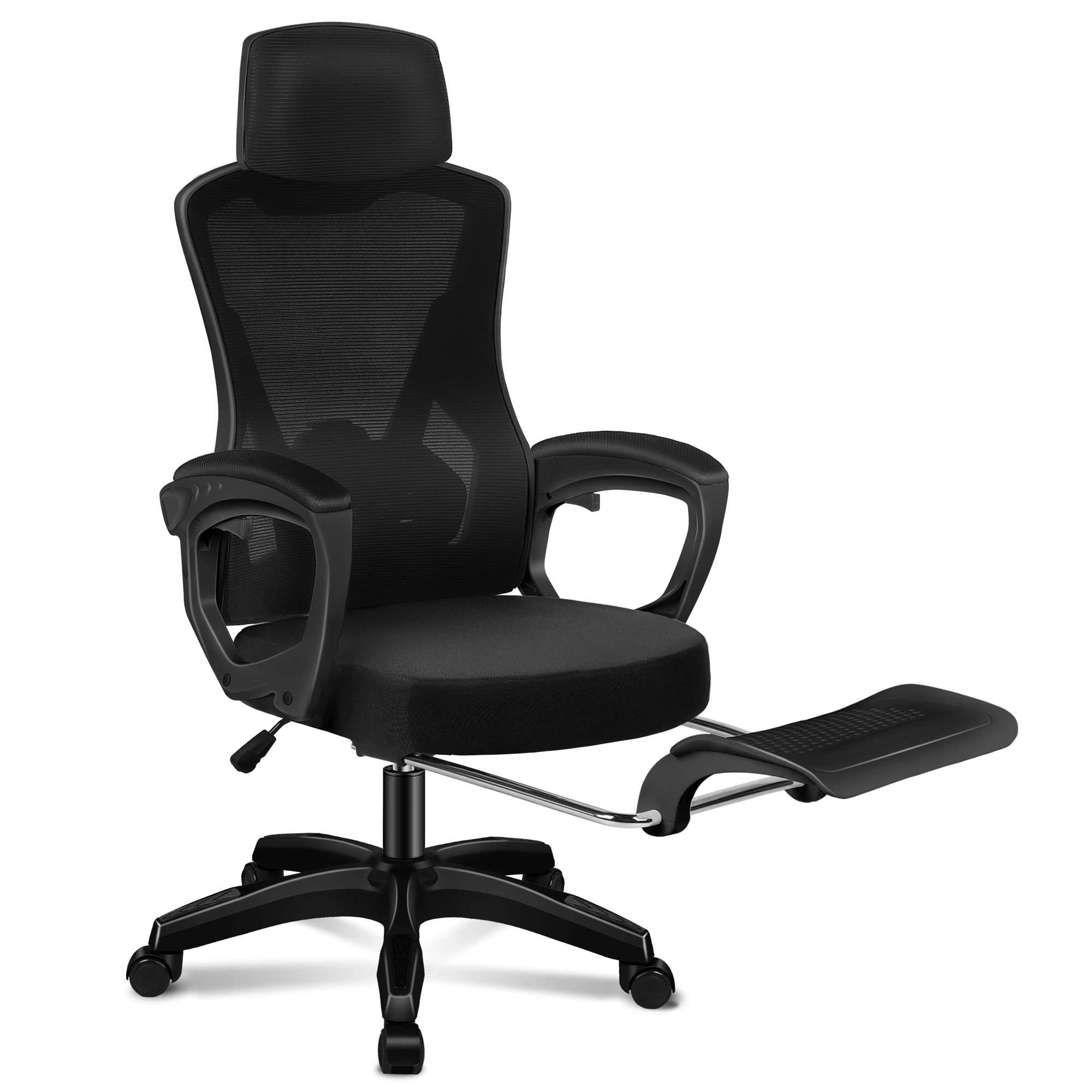 1 Alfordson Mesh Office Chair Racing Executive Computer Fabric Seat Recliner Work - Black, 1 of 10