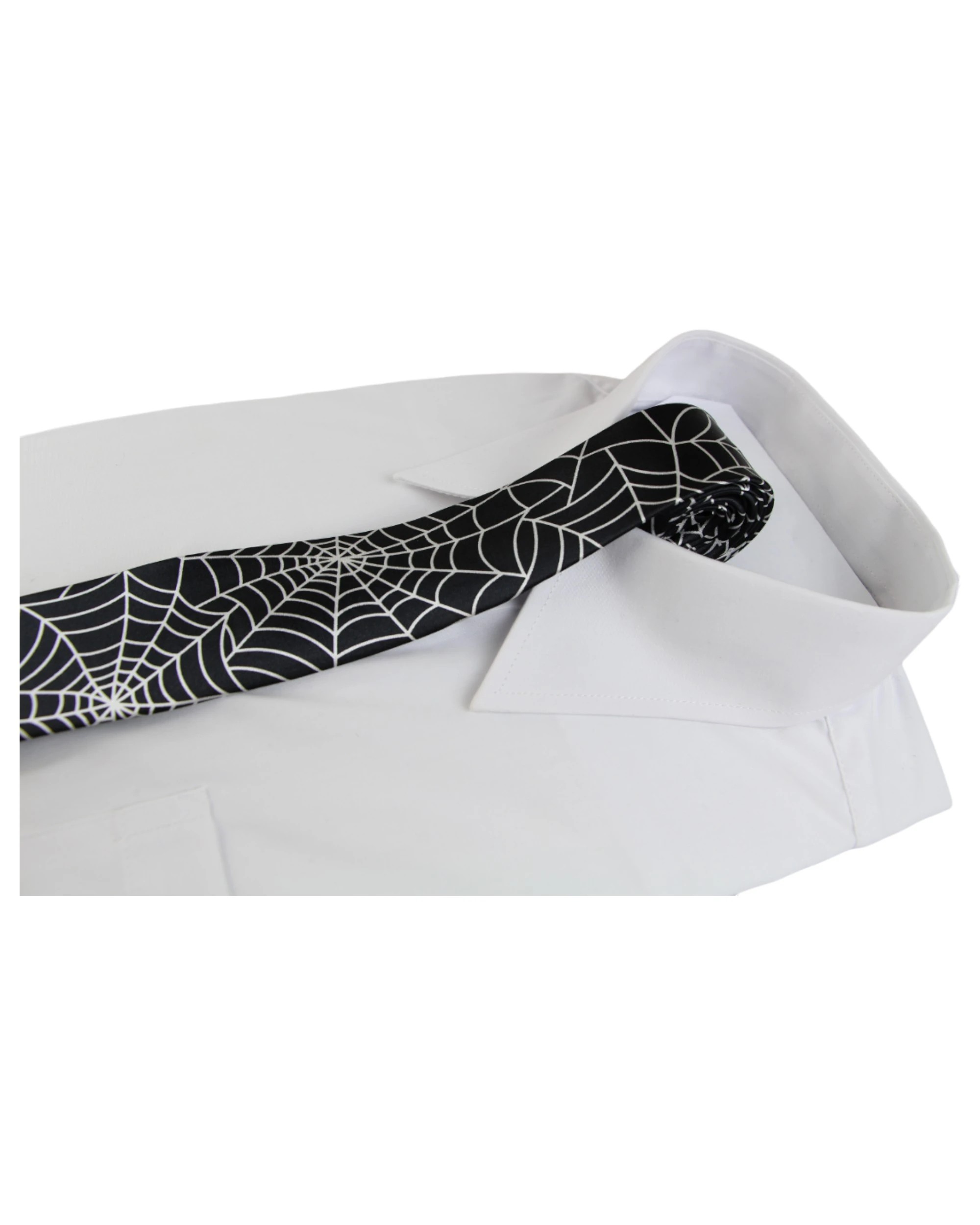 2 Zasel Mens Black & White Large Spider Web 5cm Skinny Neck Tie - Multi - Multi, 2 of 3