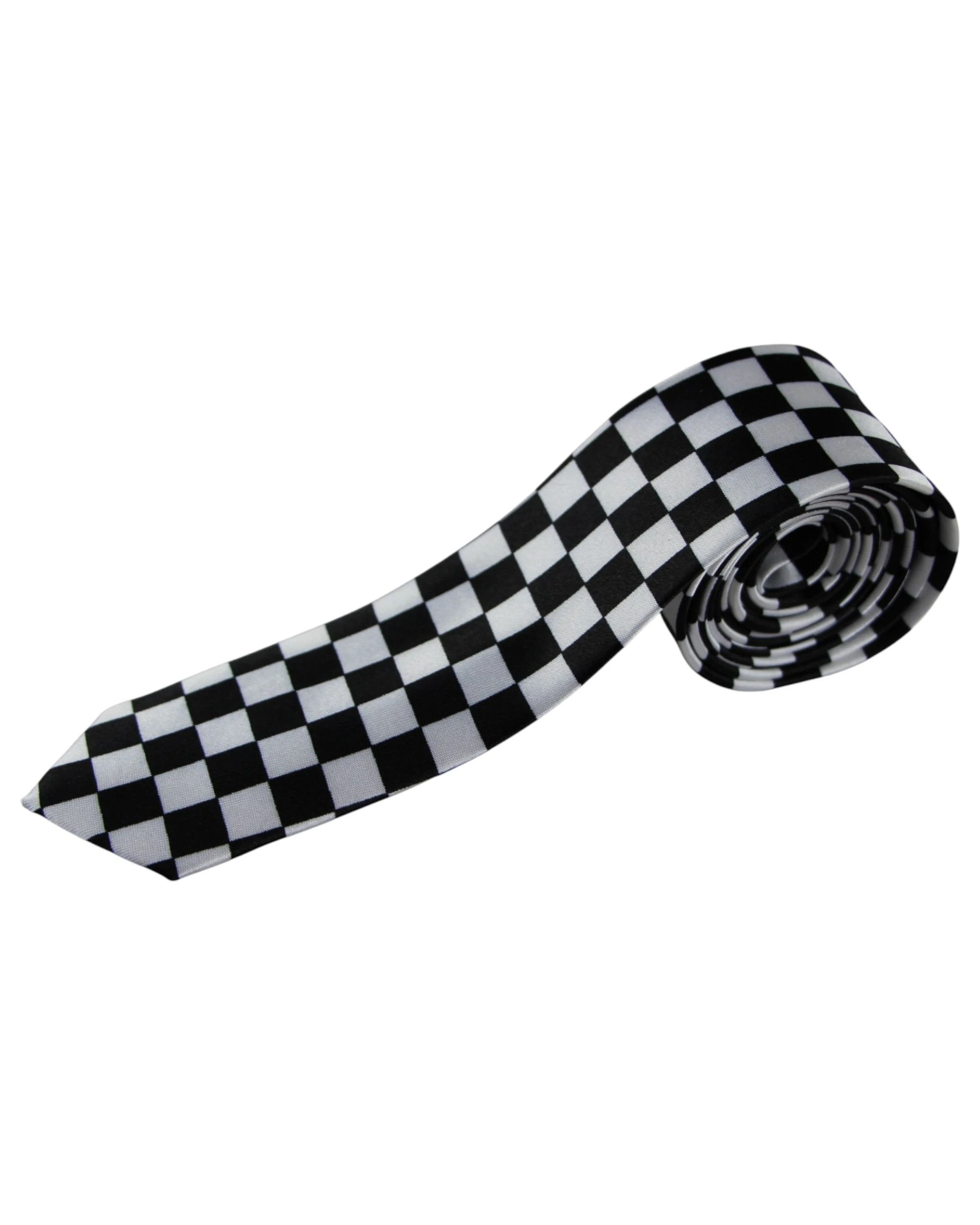 1 Zasel Mens Black & White Check 5cm Skinny Neck Tie - Multi, 1 of 3