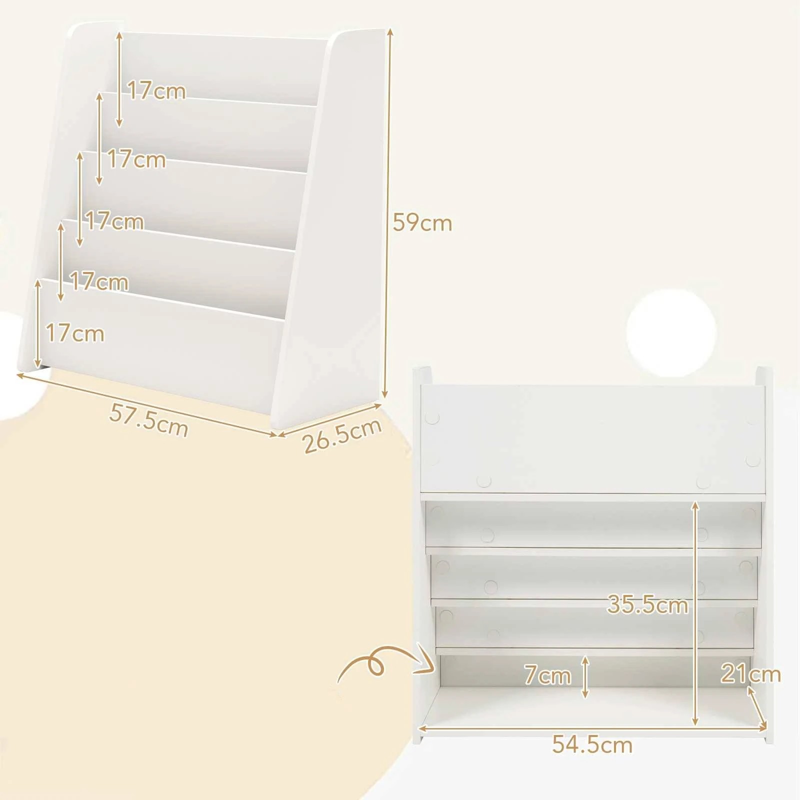 2 Costway 4-Tier Magazine Rack Display Bookcase Bookshelf - White, 2 of 3