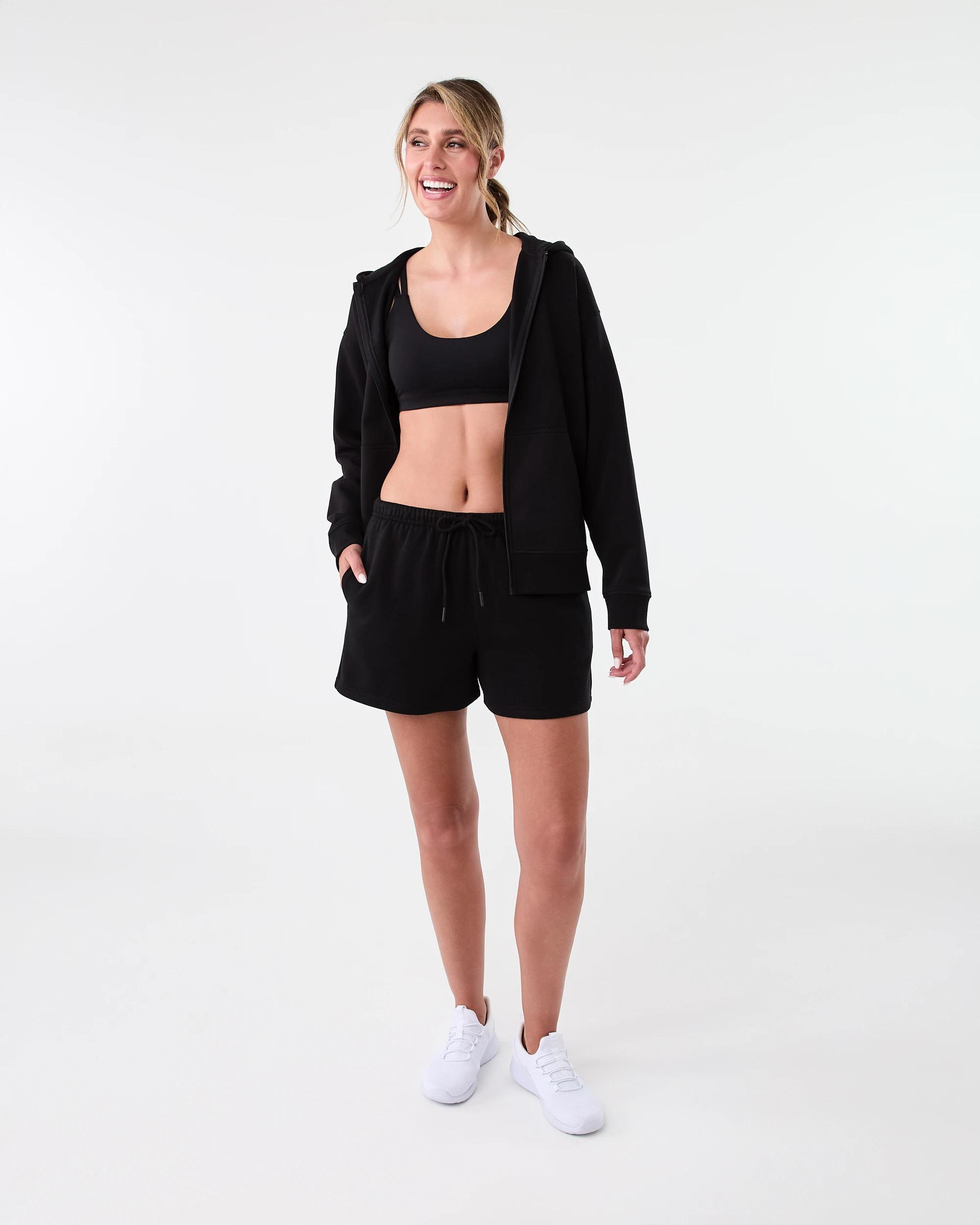 6 Active Womens Fleece Shorts Black, 6 of 6