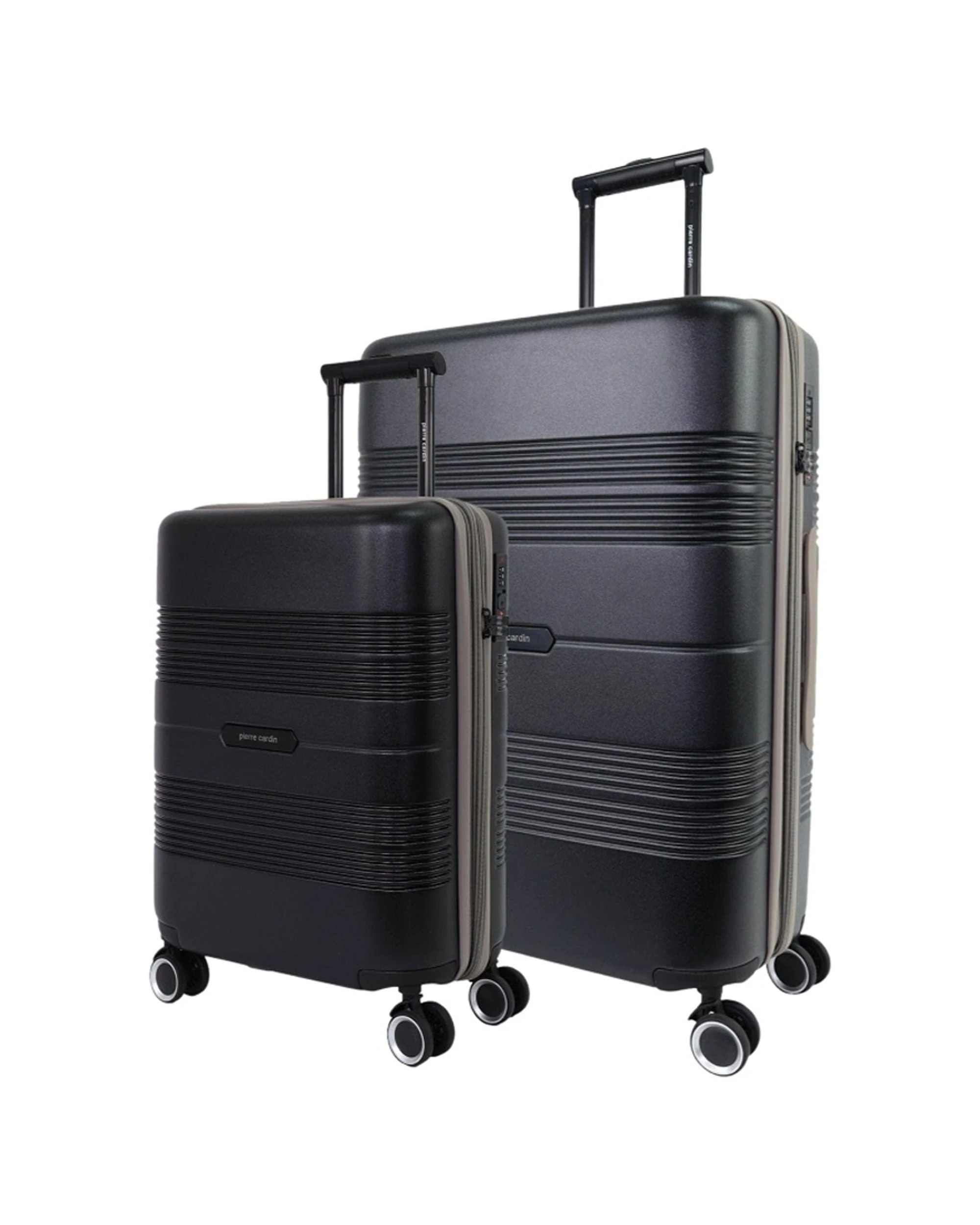 1 Pierre Cardin 2pc Polycarbonate Medium & Carry On Luggage Suitcase Set - Black, 1 of 7