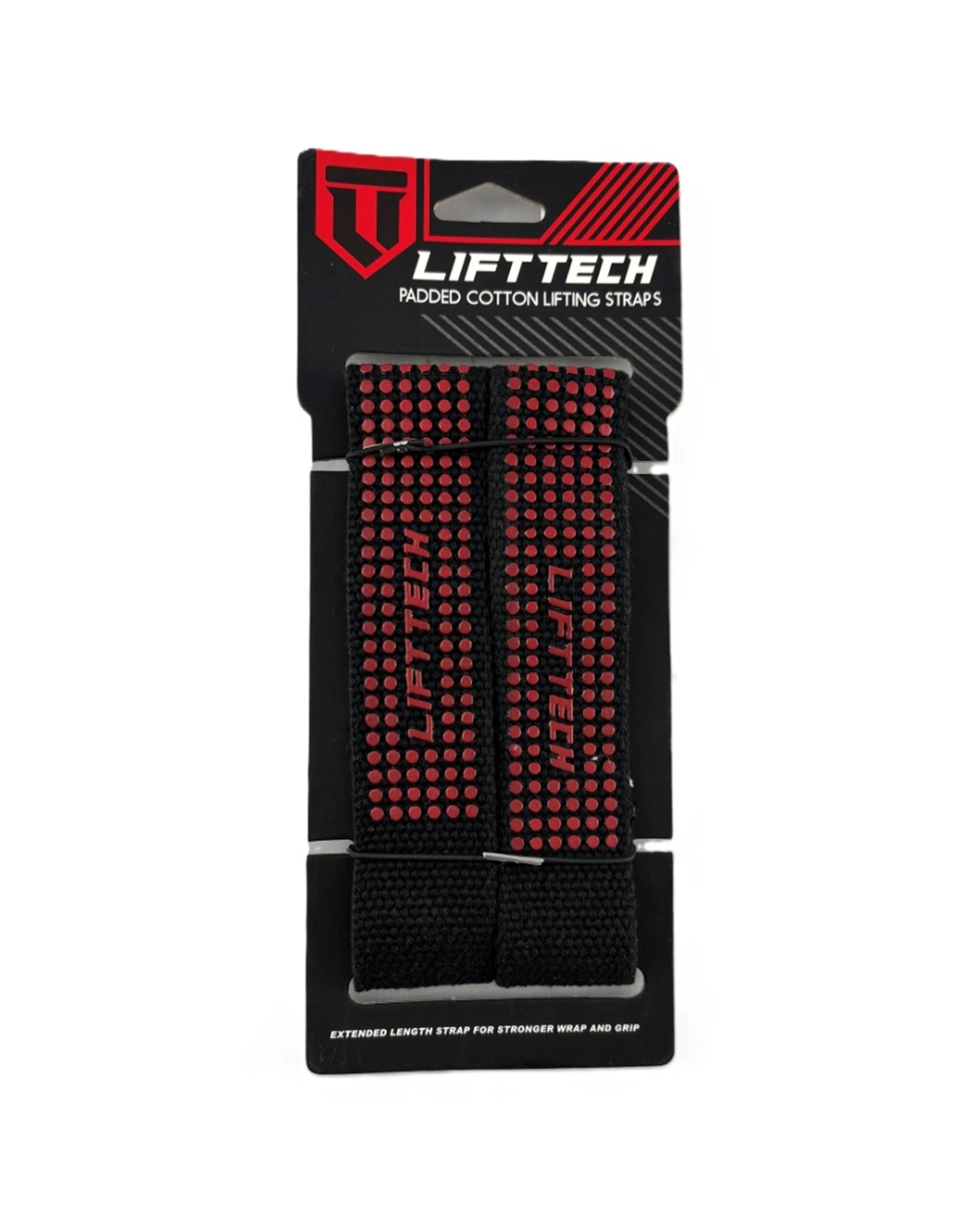 1 Lift-Tech Fitness 2pc Neo-Tech Padded Cotton Wrist Support Lifting Straps 21.5 Inch Dot - Red, 1 of 1