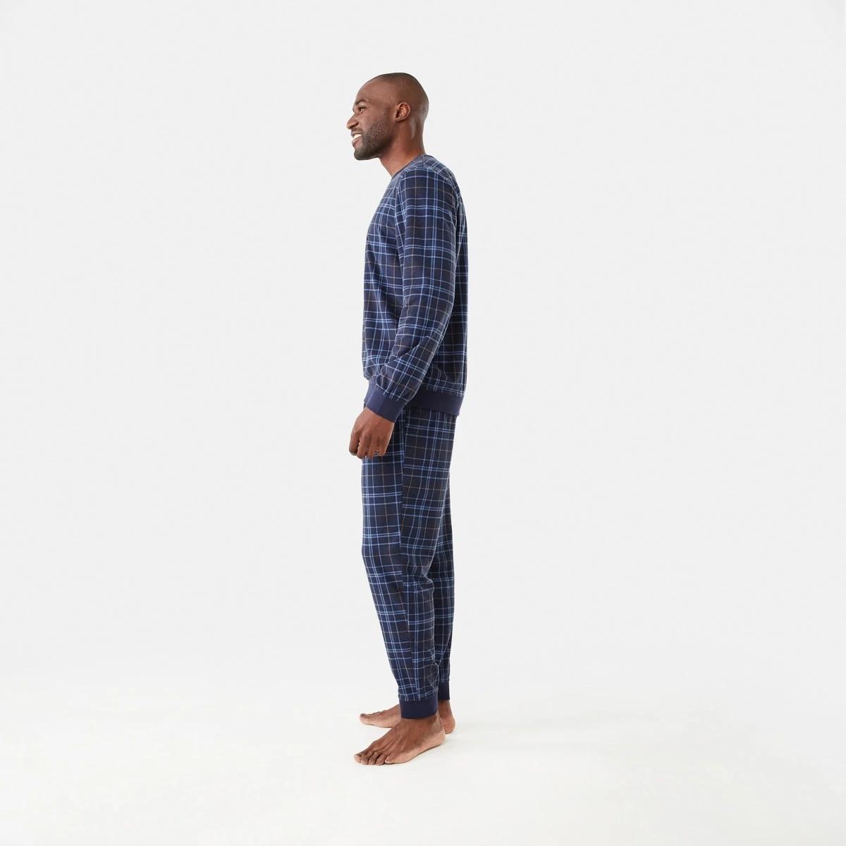 2 Long Sleeve Matching Jogger Pants Pyjama Set Lake Check, 2 of 7