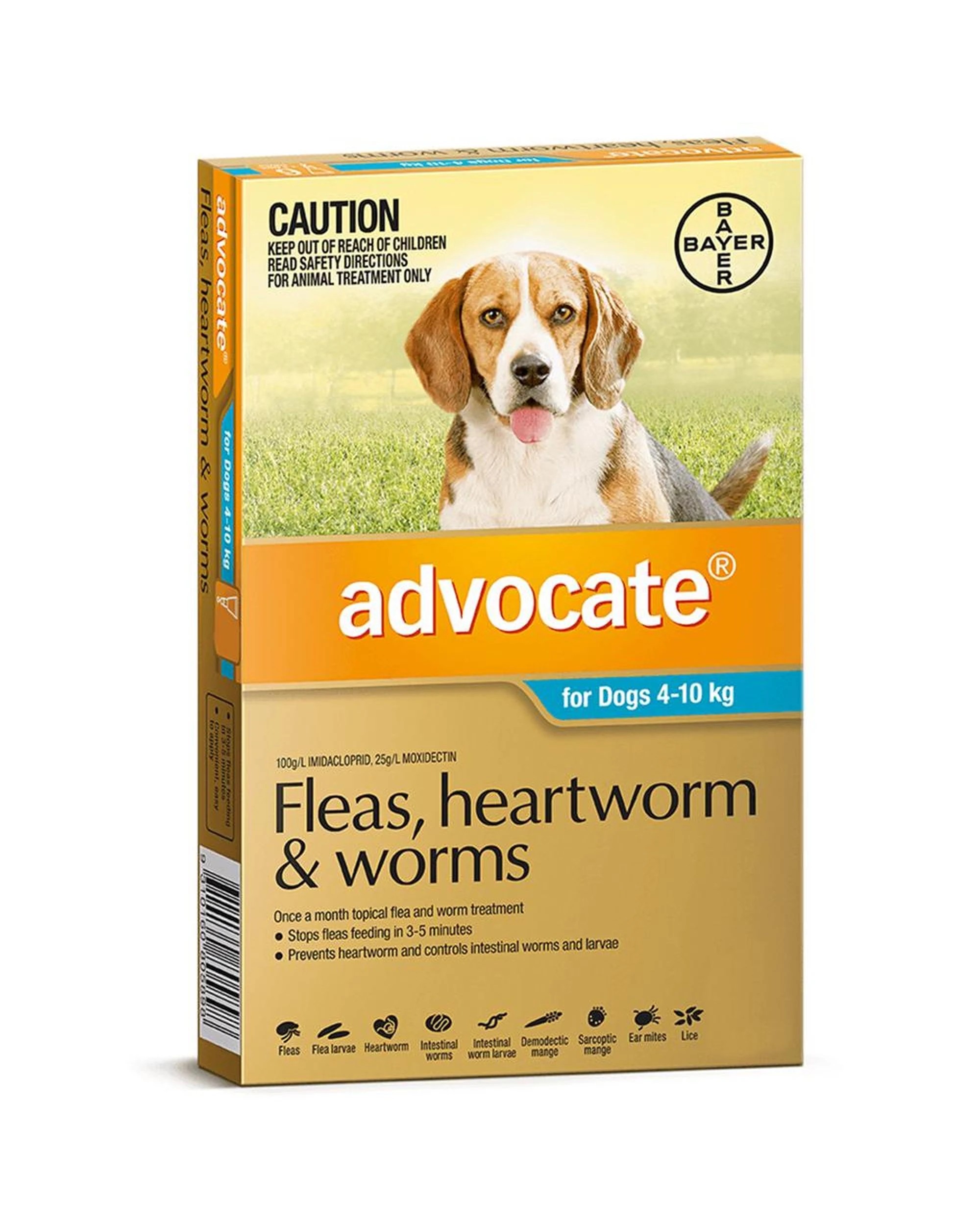 1 Advocate Medium Dog 4-10kg Teal Spot On Flea Wormer Treatment 1 Pack, 1 of 2