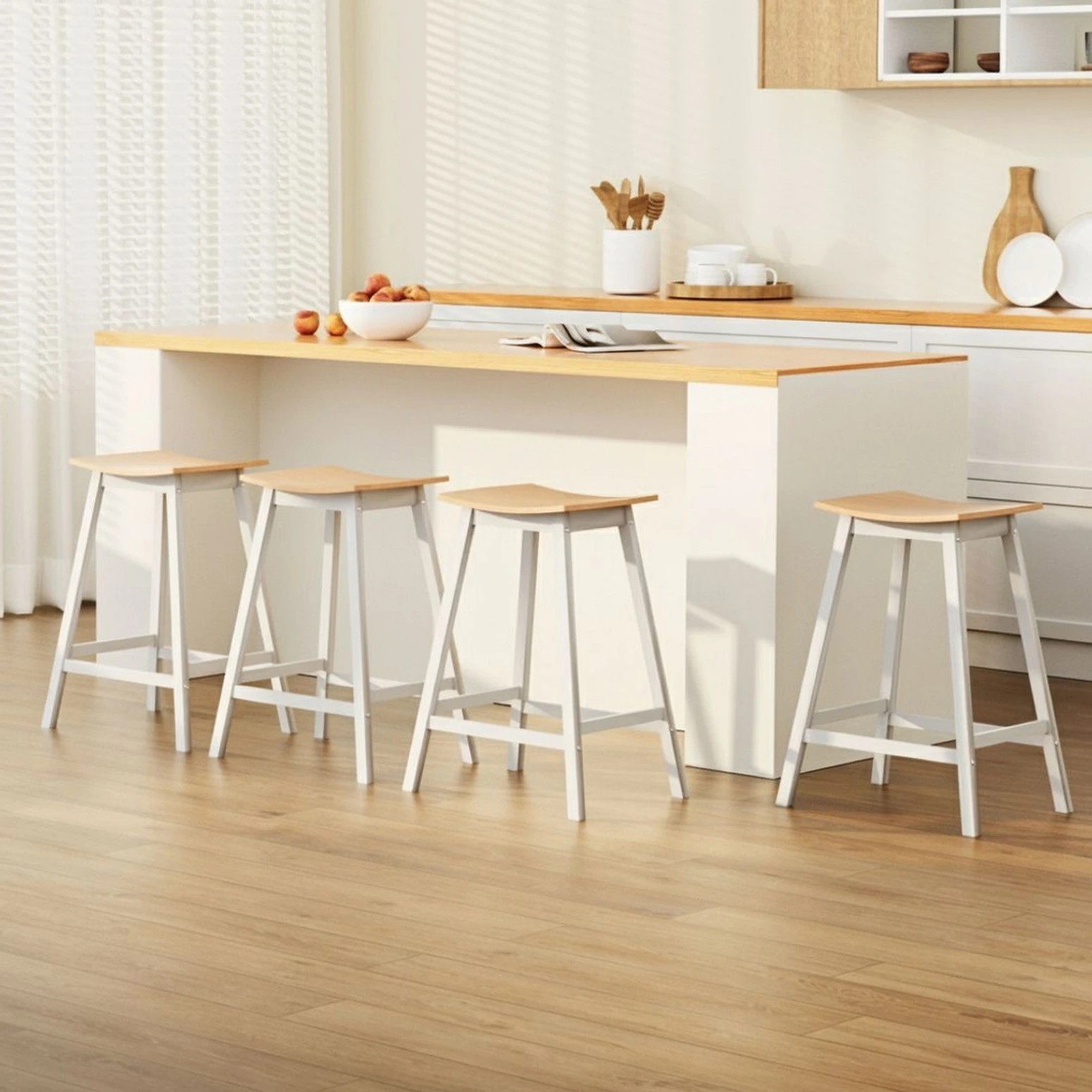 7 Artiss 4x Bar Stools Wooden Chairs - Natural, 7 of 7