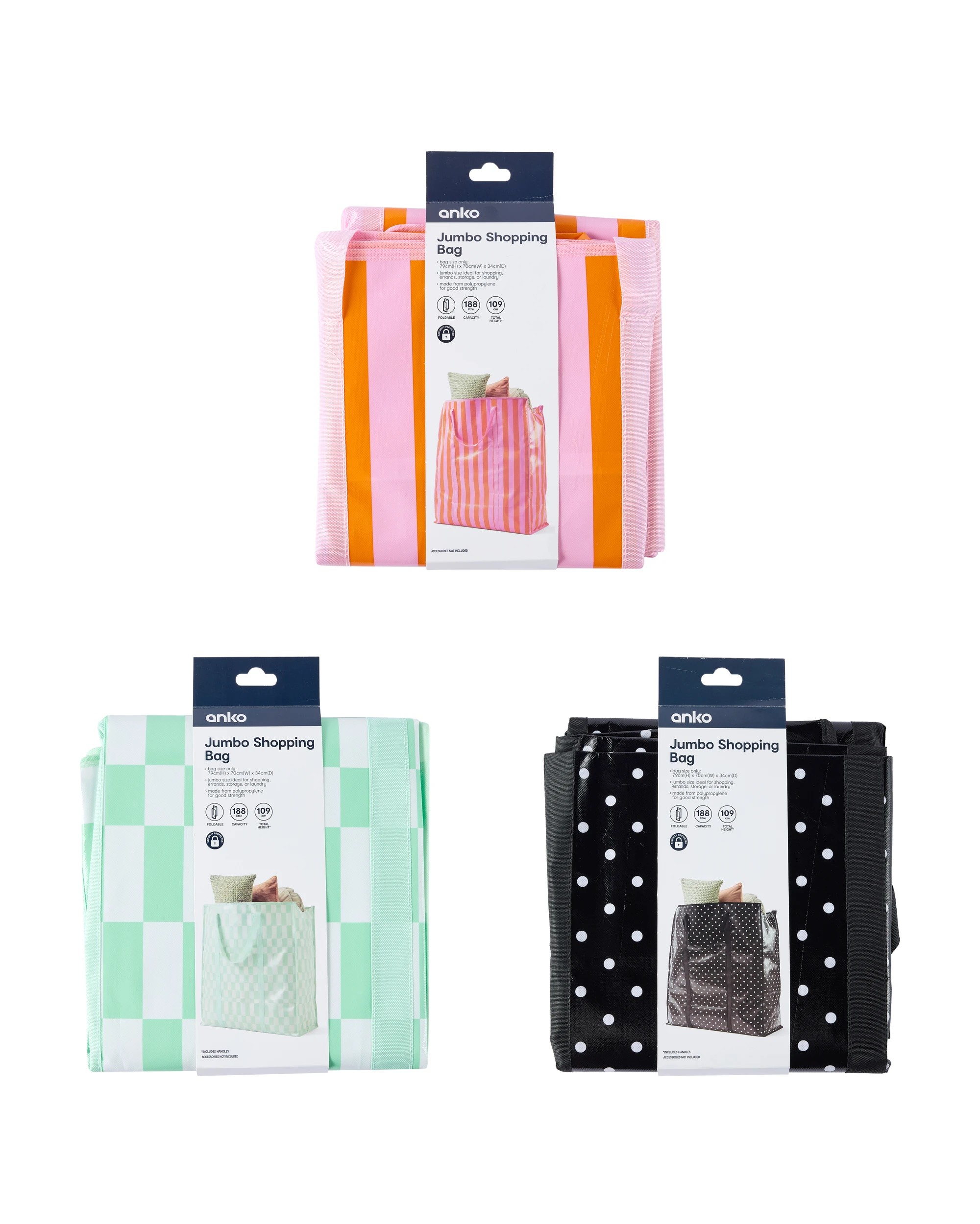 4 Jumbo PP Shopping Bag - Assorted, 4 of 8