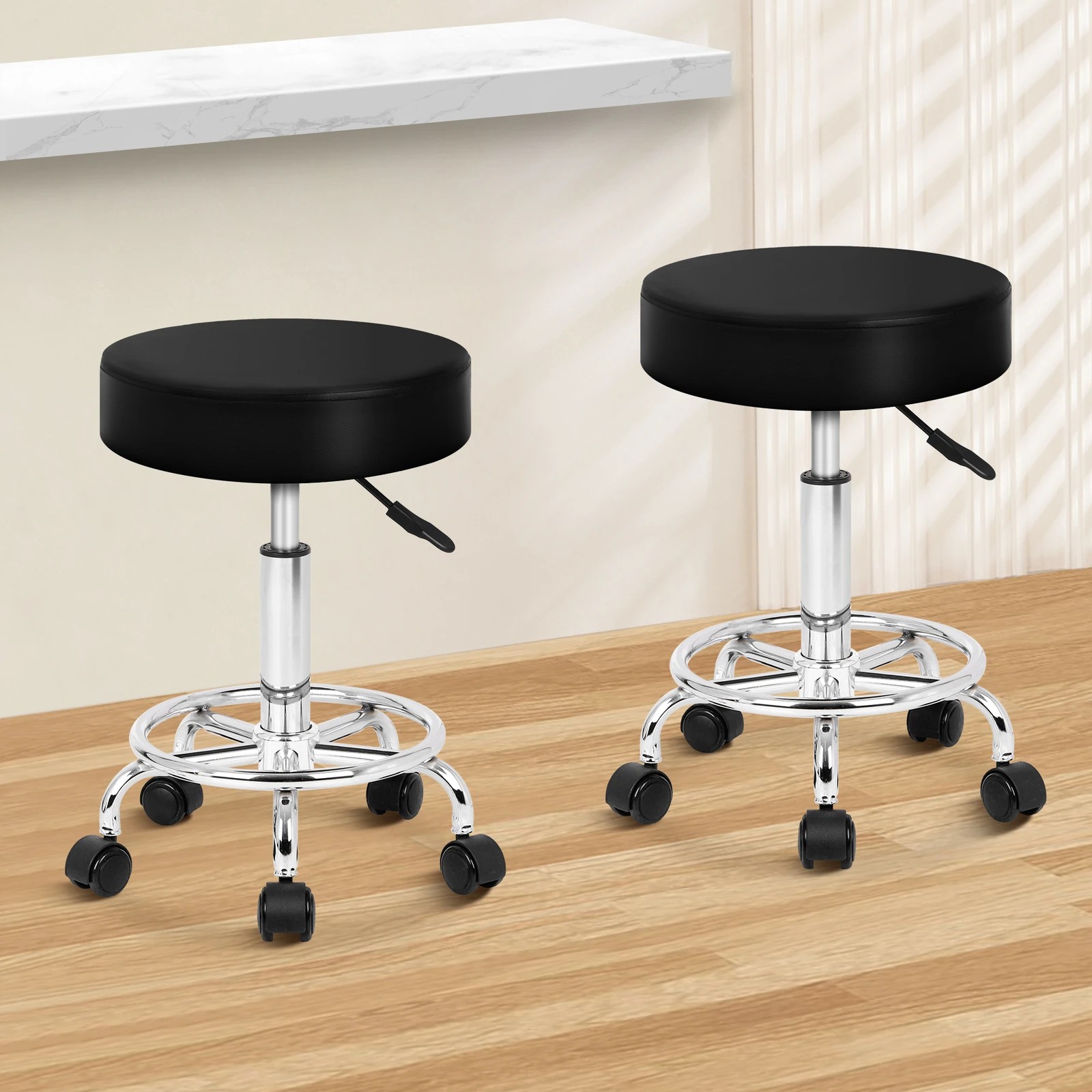 9 Alfordson 2x Salon Stool Round Swivel Barber Hair Dress Chair Gas Lift - Black, 9 of 10