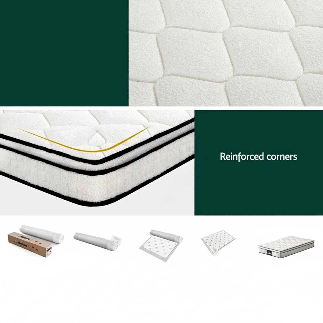6 Giselle Bedding Mattress Boucle Fabric Cover Medium Firm 22cm King - King Single Bed - White, 6 of 7