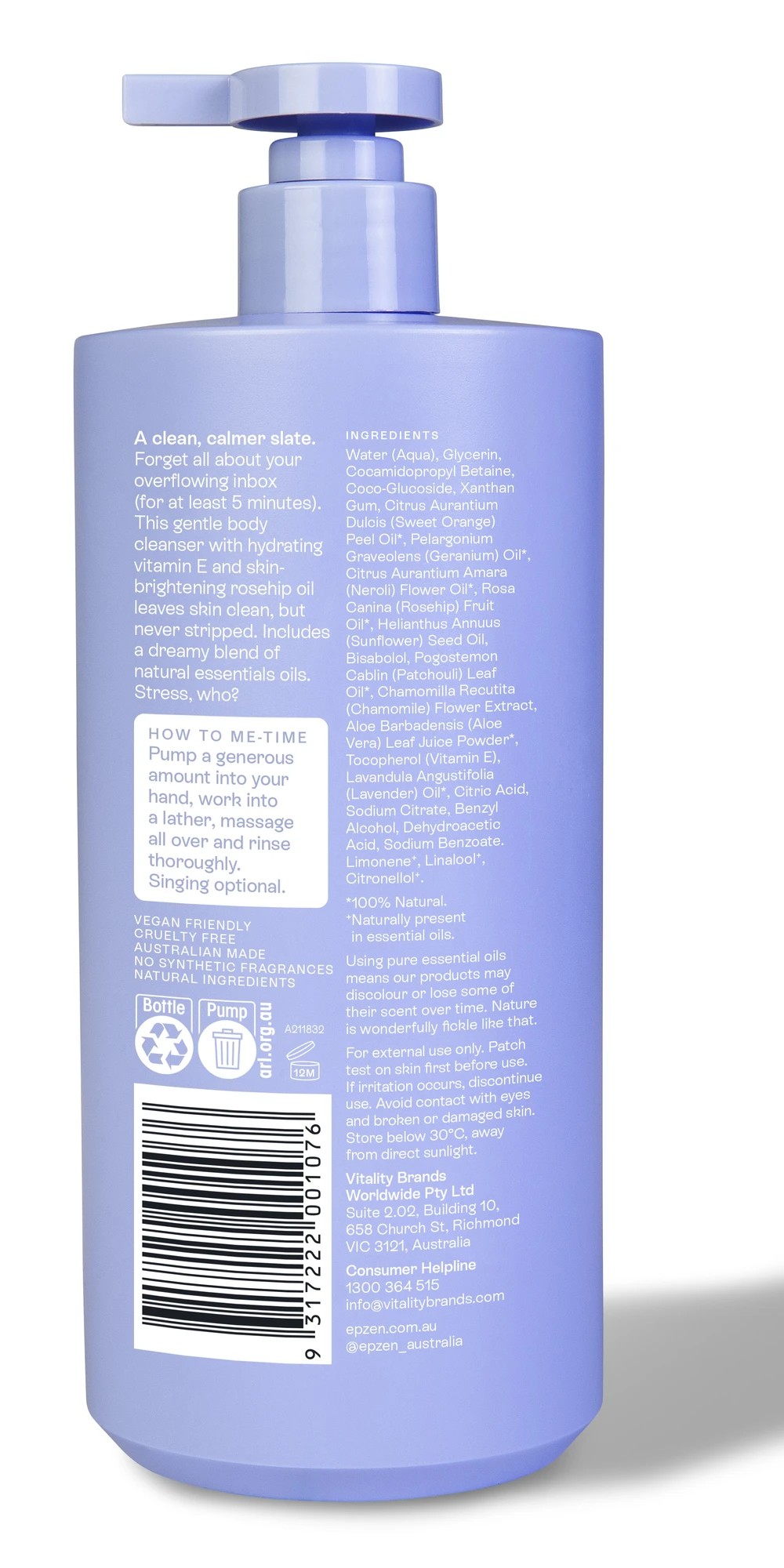 2 Epzen Calm Cleanse Hydrating Body Wash 750ml - Vitamin E, Rosehip Oil and Natural Essential Oils, 2 of 2