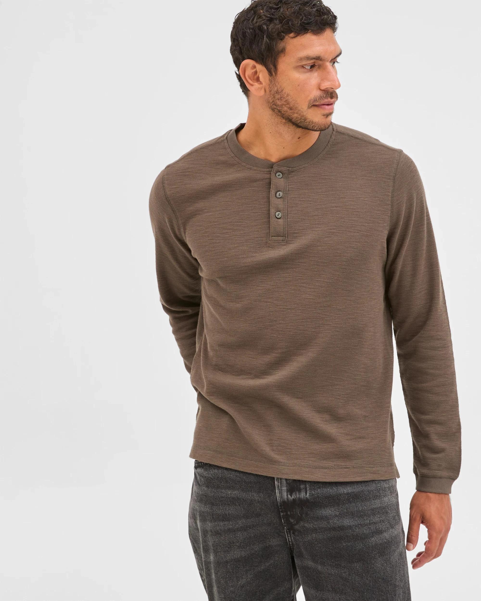 5 Target Australian Cotton Waffle Henley T-Shirt DARK OLIVE MARLE, 5 of 7