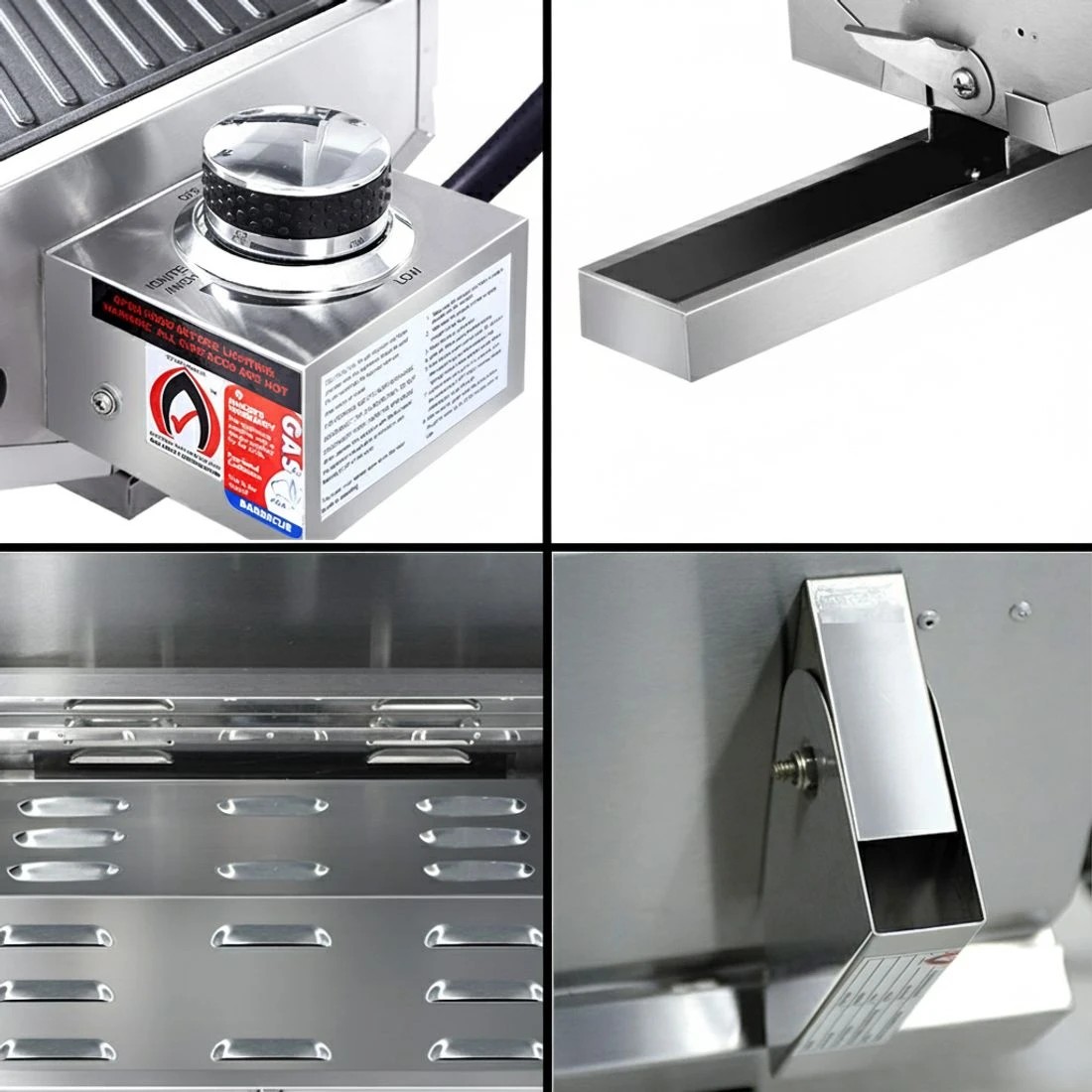 6 Grillz Portable Gas BBQ Grill with Double Sided Plate - Silver, 6 of 6