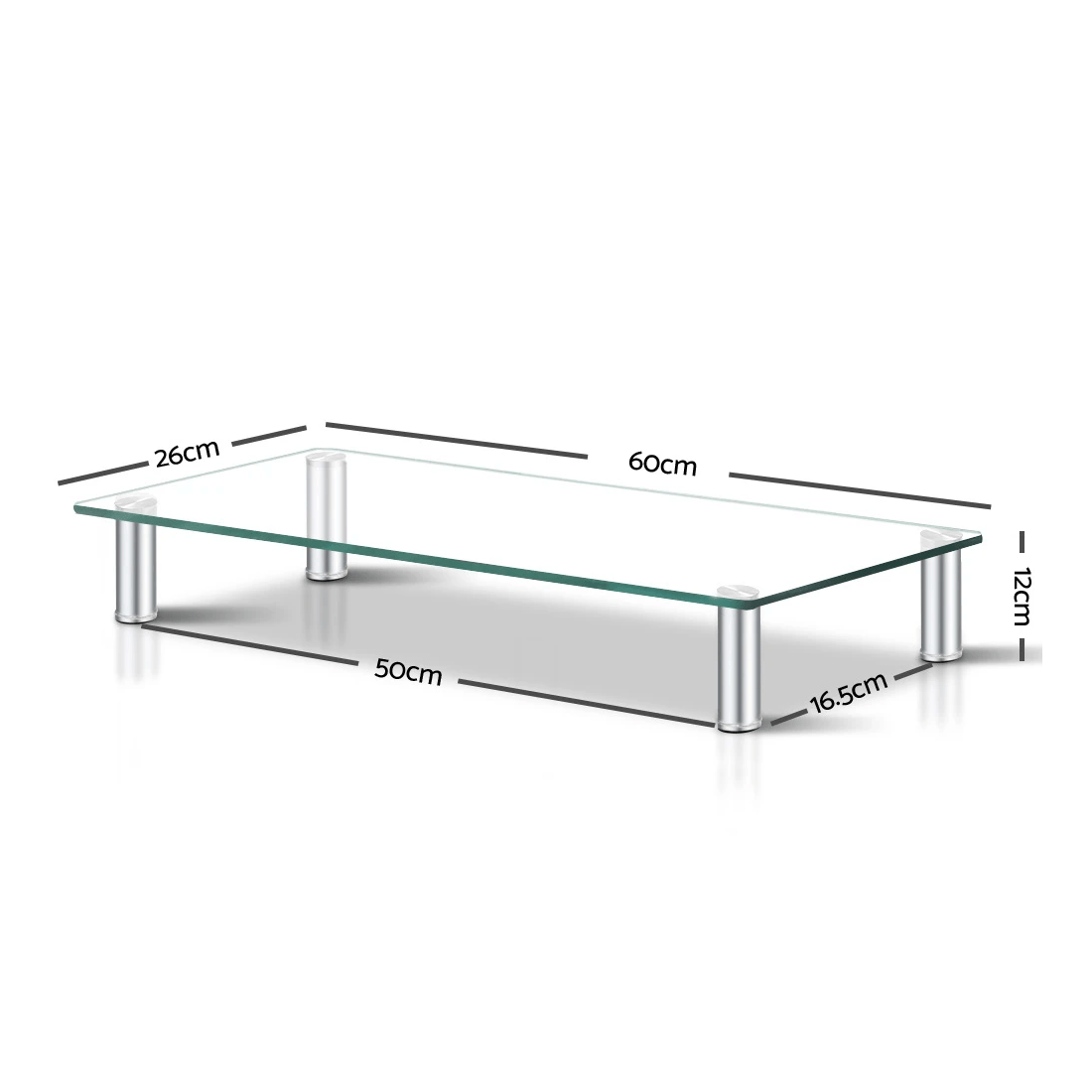 2 Artiss Monitor Stand Riser with Height Adjustable Computer Laptop Printer Screen Glass Display Shelf - Black, 2 of 6