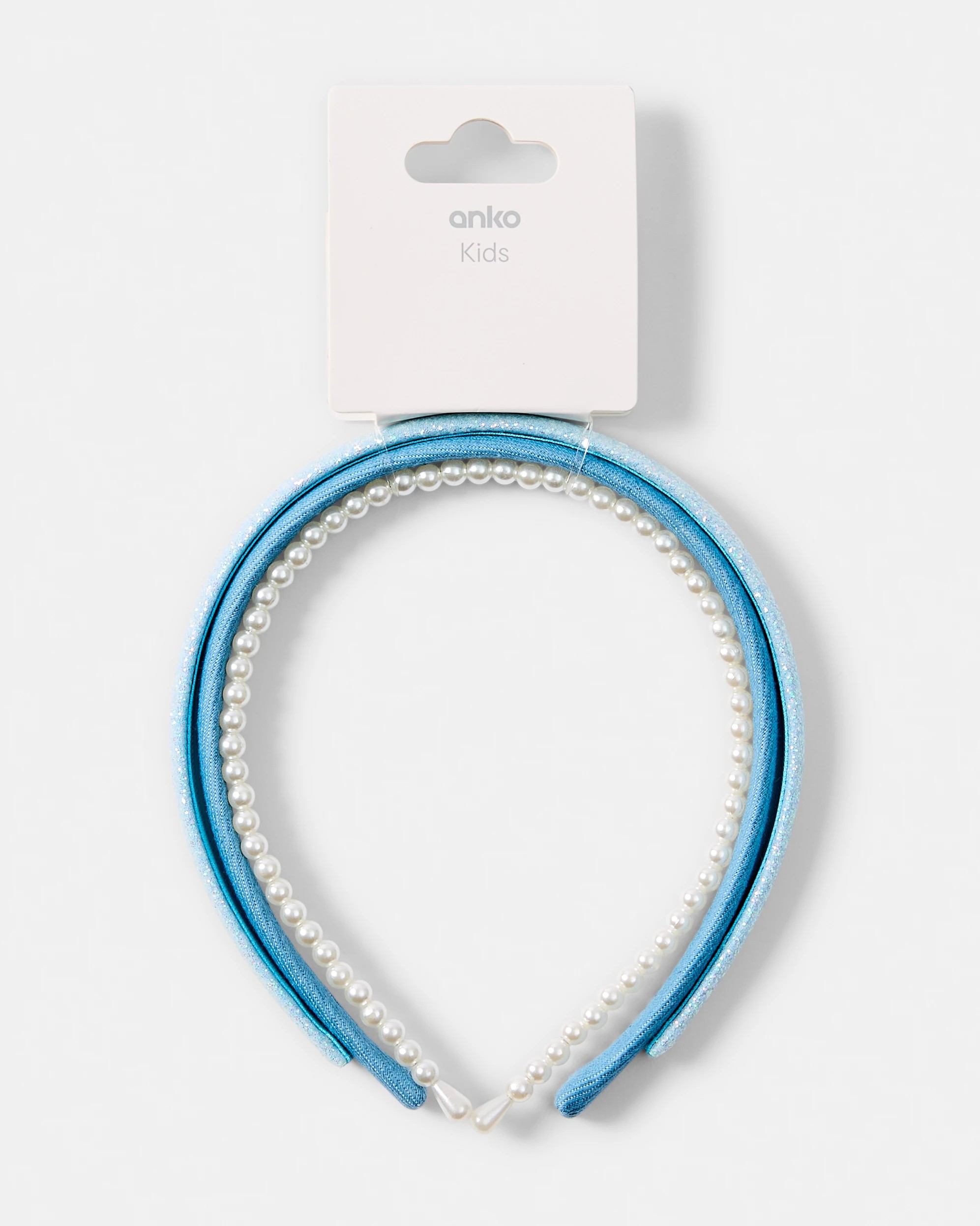 4 3 Pack Faux Pearl Headband - Blue and White, 4 of 4