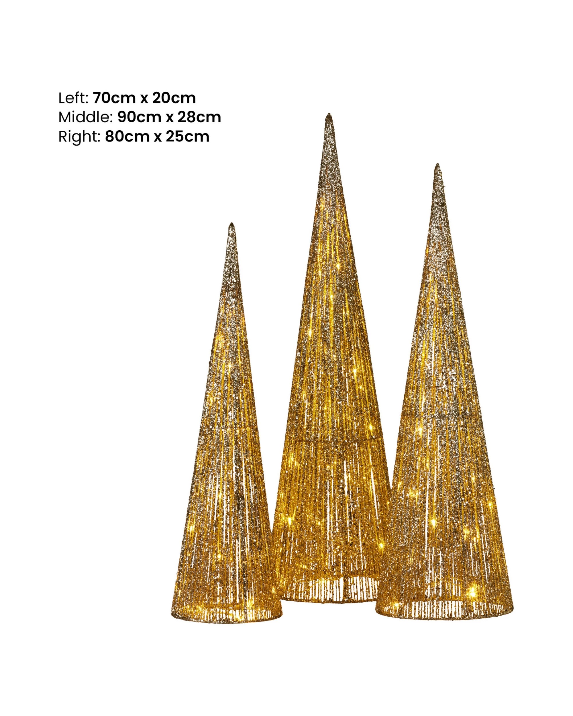 2 Christabelle 3pc Christmas Tree Indoor Outdoor Display Decoration Led Lights Front Yard Lawn Statue Ornament, 2 of 7