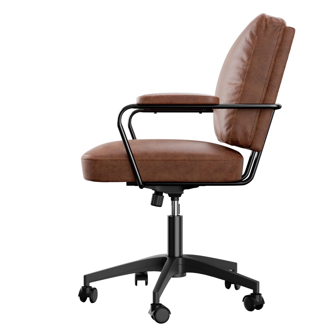 2 Levede Leather Office Chair - Brown, 2 of 7