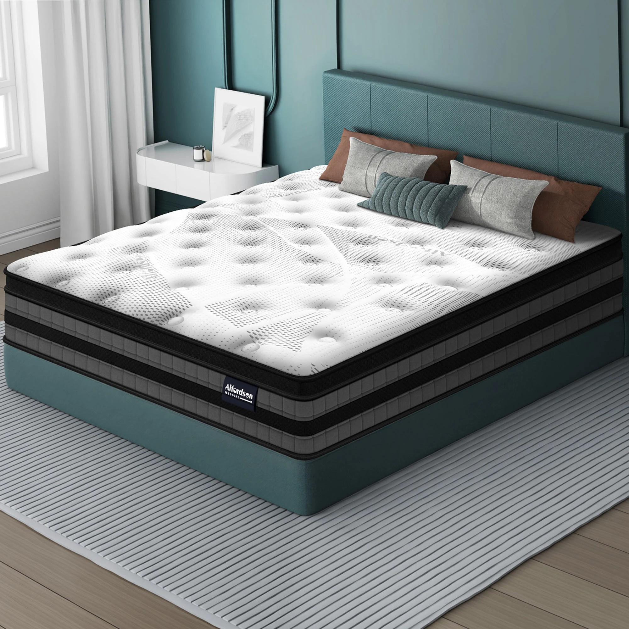 2 Alfordson Mattress Euro Top 22CM Bonnell Spring Medium Firm Bed - King Single Bed, 2 of 9