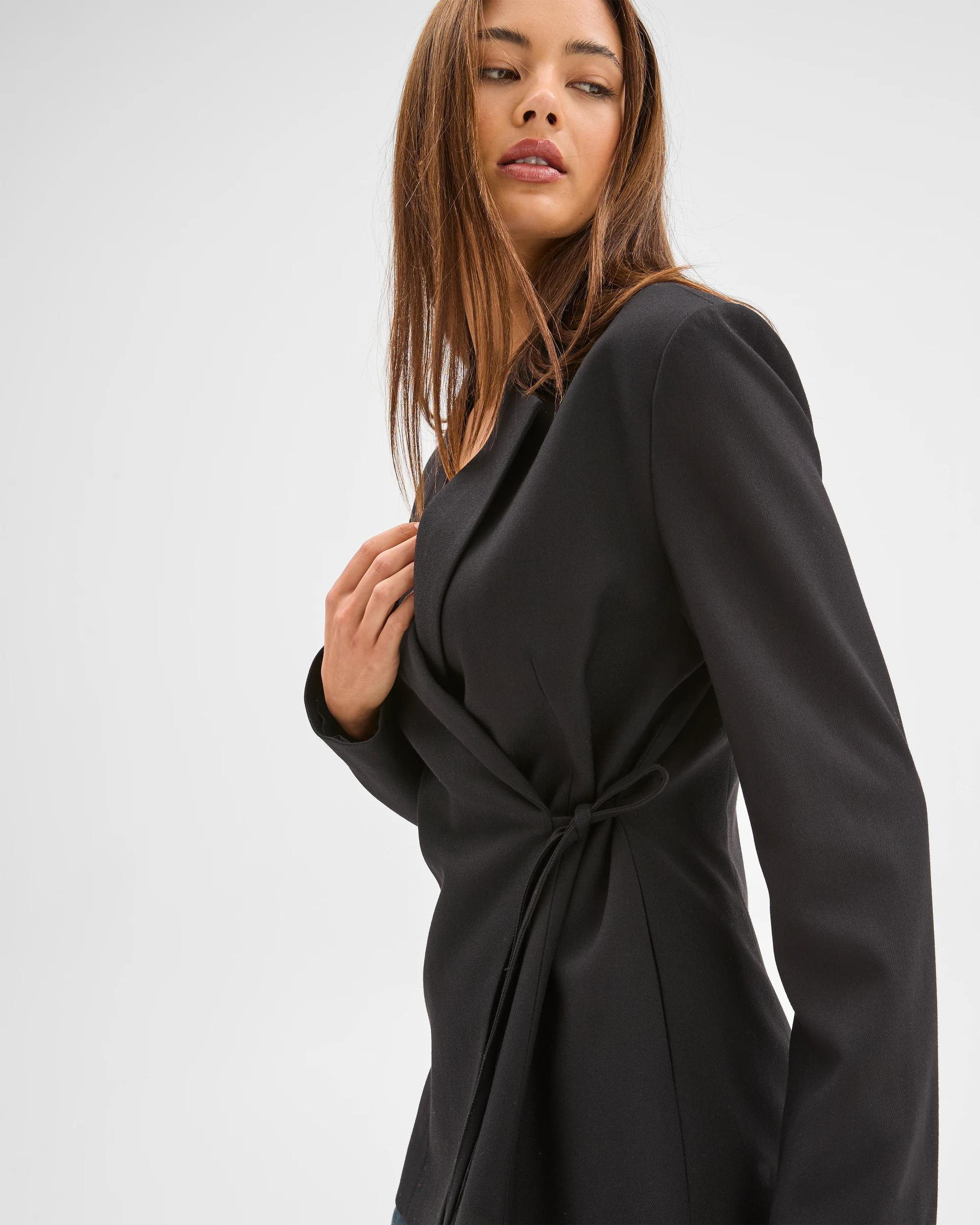 5 Lily Loves Wrap Tie Detail Blazer BLACK, 5 of 7