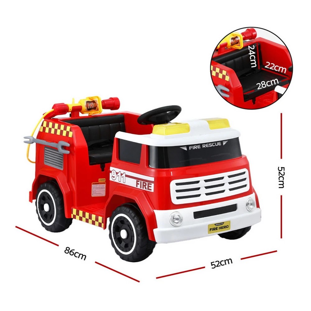 2 Rigo Kids Ride On Car Electric Fire Engine Fighting Truck with Water Gun Music - Red, 2 of 5