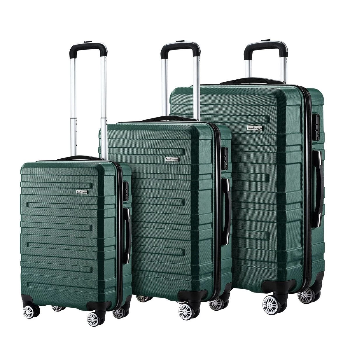 1 Buon Viaggio 3 Piece Luggage Set Hard Carry On Travel Suitcases, 1 of 4