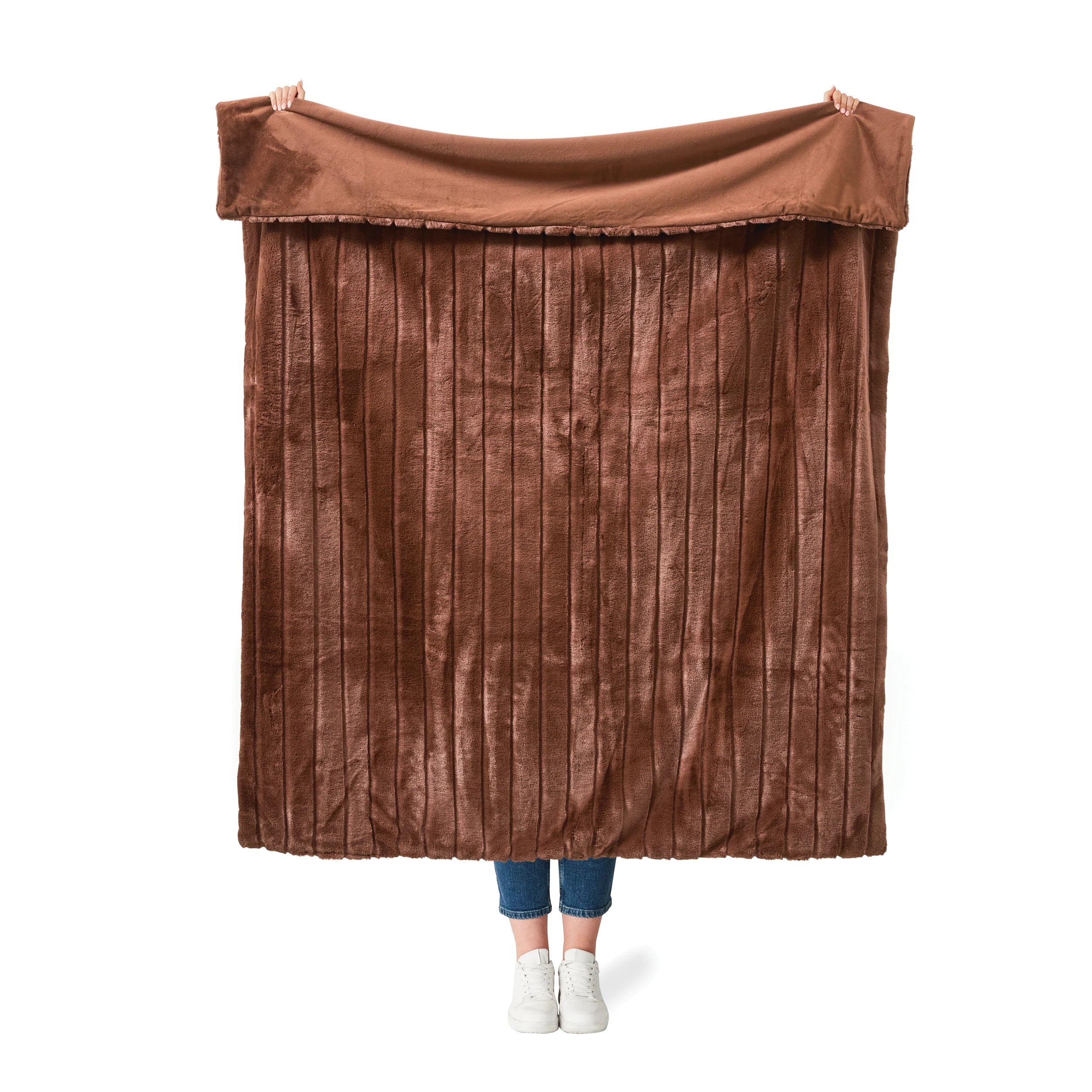 2 Faux Fur Stripe Throw - Chocolate, 2 of 6