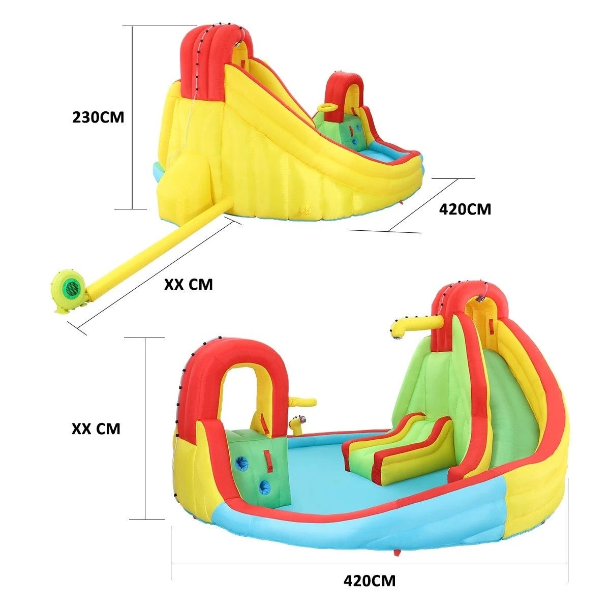 2 Kidbot 7 In 1 Inflatable Water Park Blow UP Water Playground Pool Slide, 2 of 2