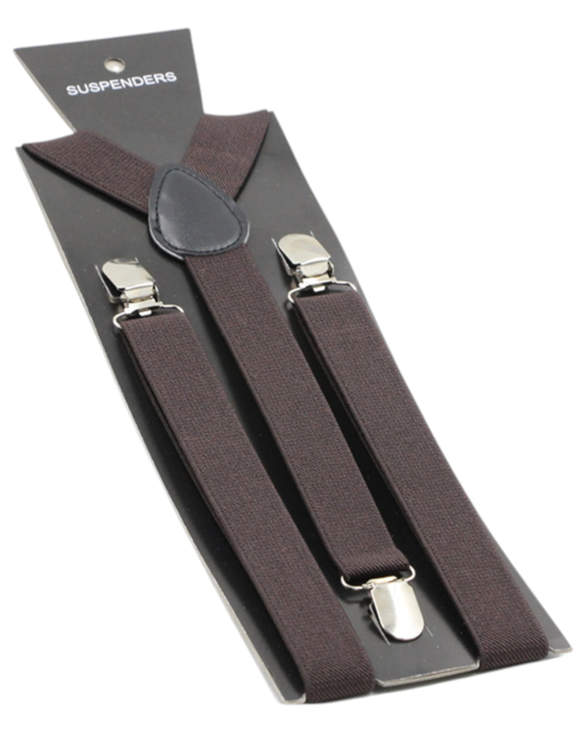 1 Zasel Mens Adjustable 85cm Dark Brown Suspenders, 1 of 1