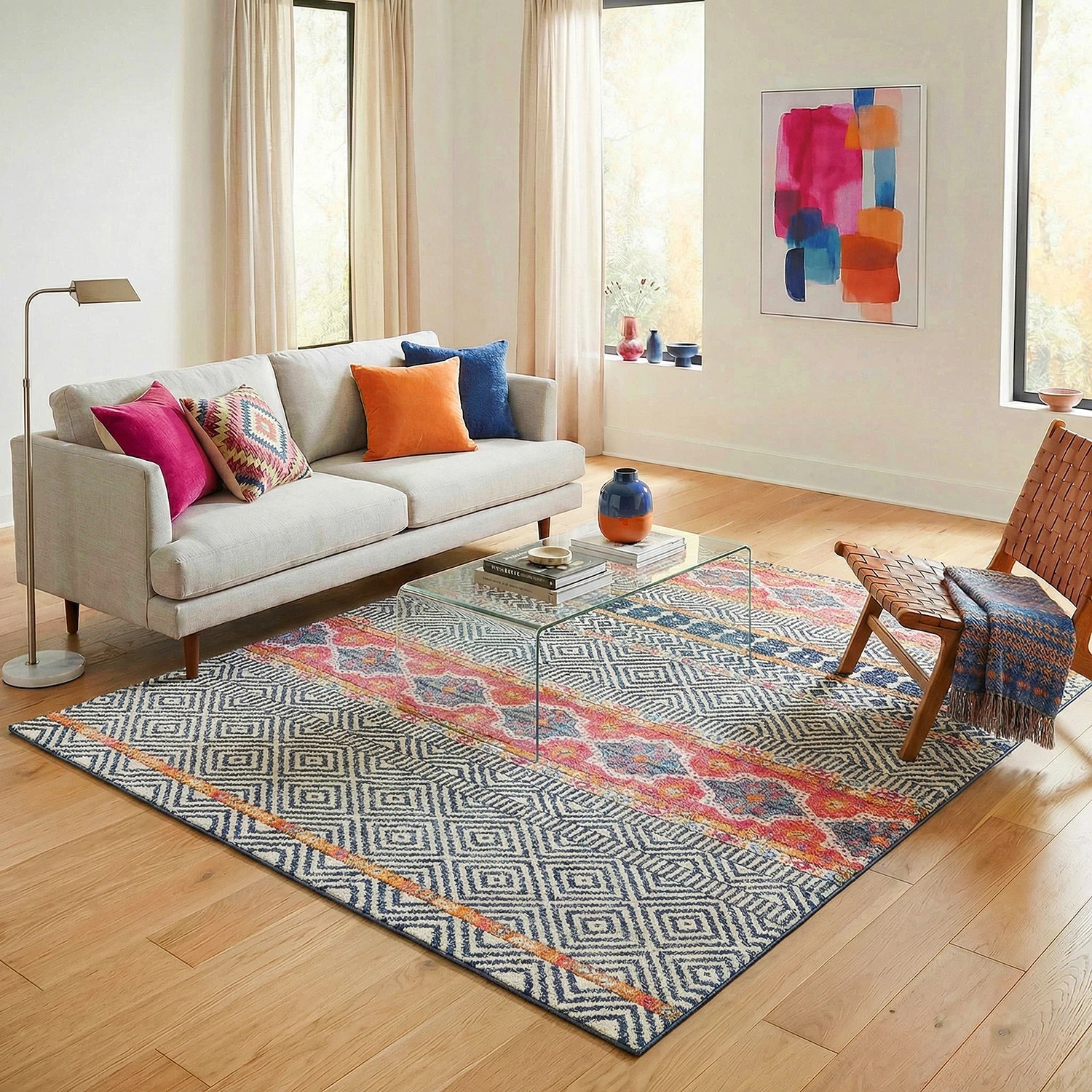 1 Common Ground Rugs Bluebay 455 330x240cm - Extra Large Floor Rug - Blue, 1 of 6