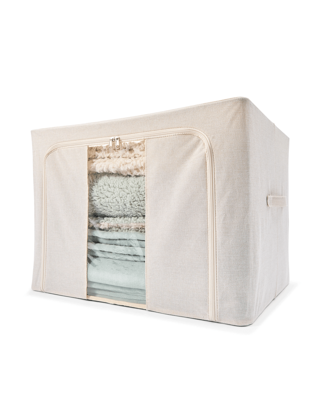 2 Linen Look Collapsible Box with Window - Extra Large, Beige, 2 of 10