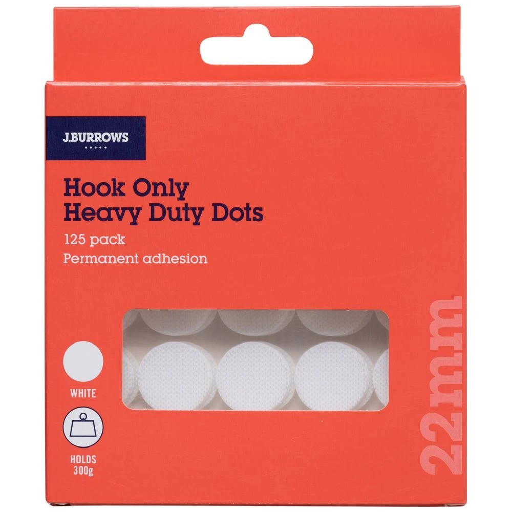 1 J.Burrows Hook Only Dots 22mm White 125 Pack, 1 of 2