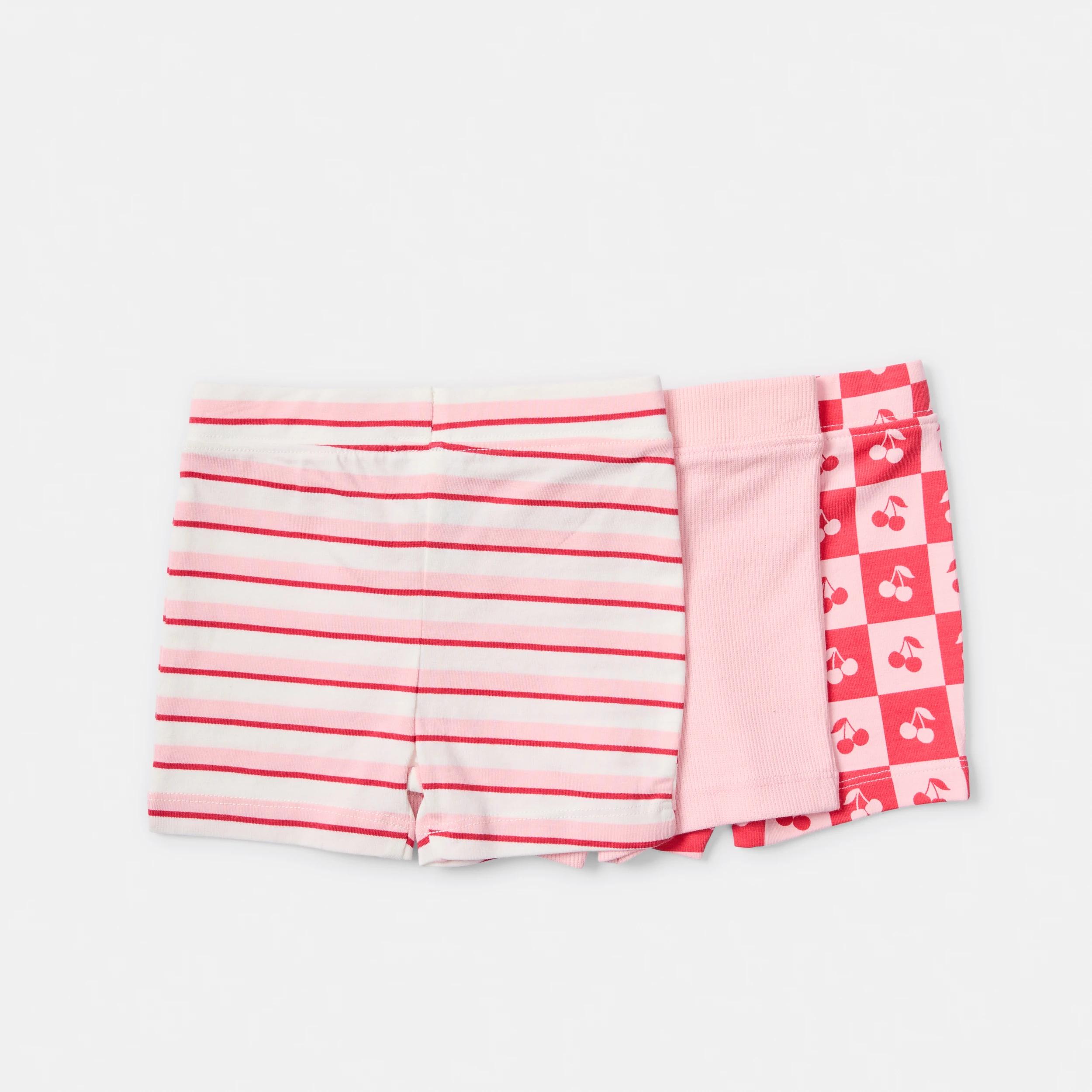 2 3 Pack Print Bike Shorts PINK CHERRY STRIPE, 2 of 8