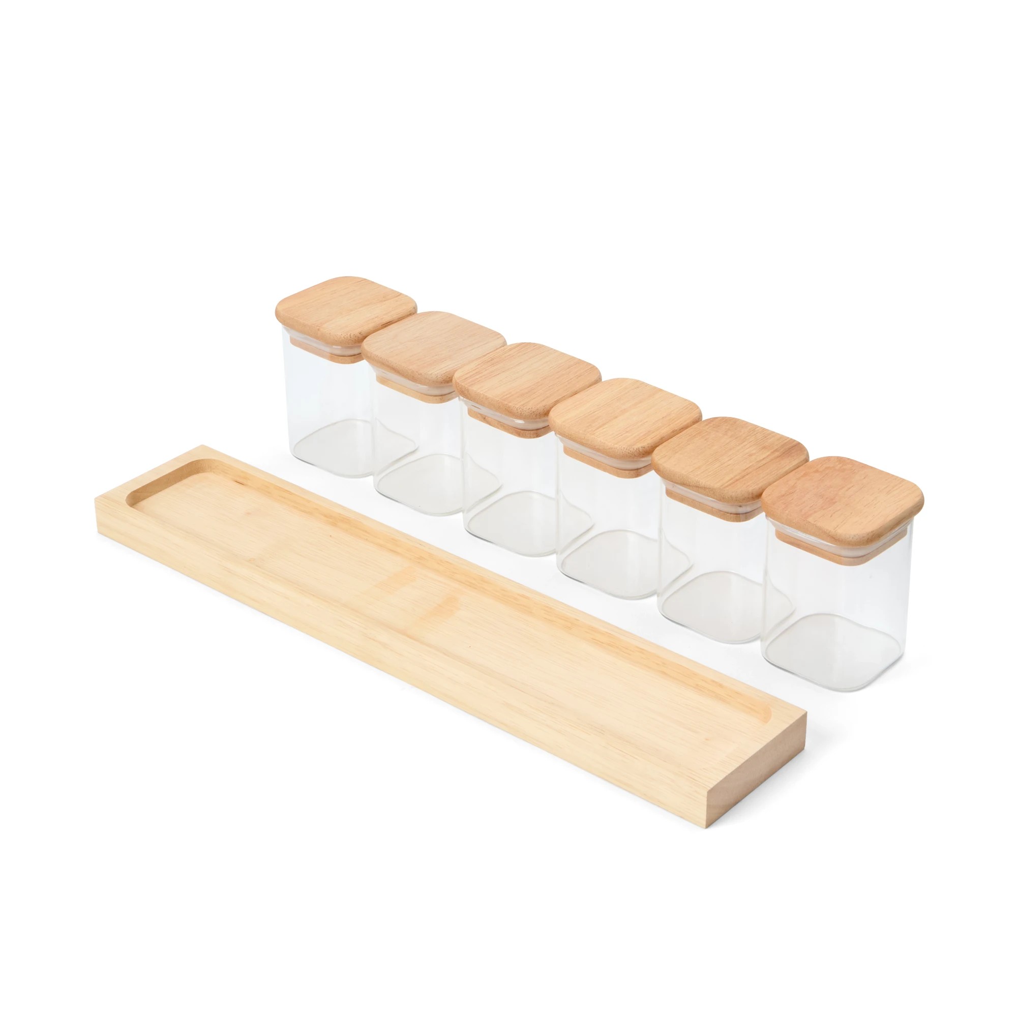 6 Set of 6 Square Spice Jars with Tray, 6 of 10