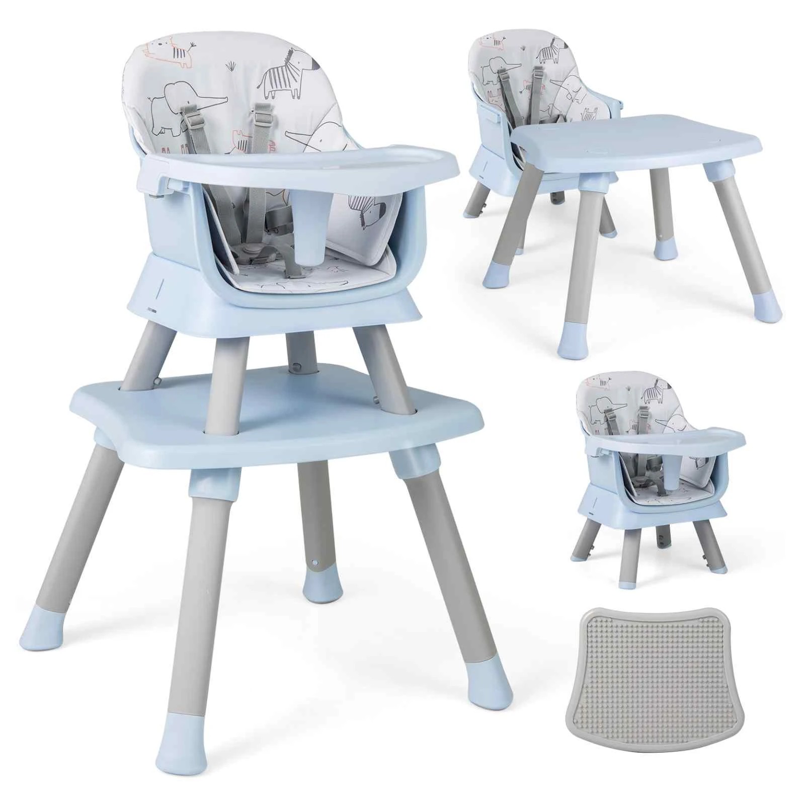1 Costway 8 in 1 Baby High Chair w/Removable Tray - Blue, 1 of 3