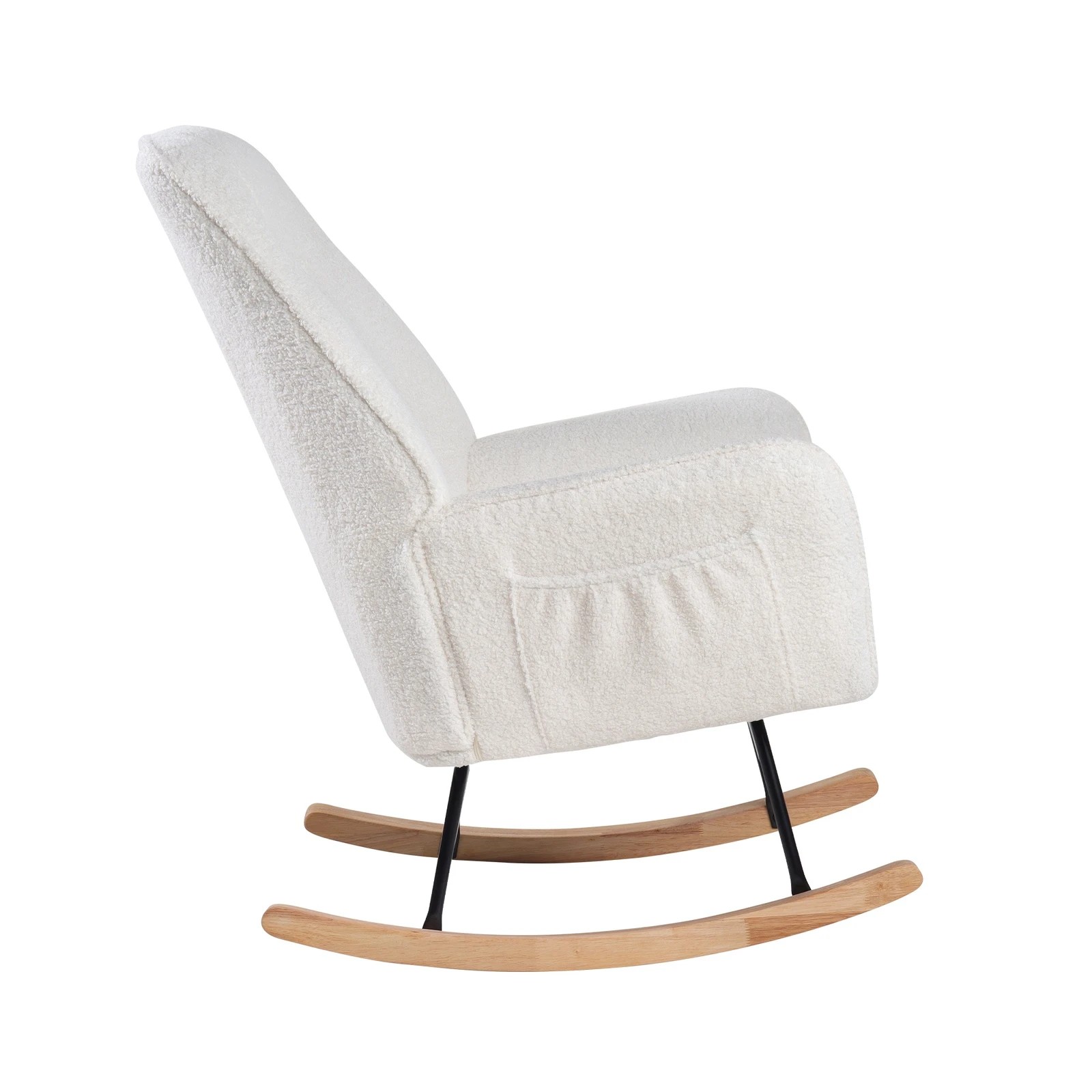 8 Oikiture Rocking Chair Nursing Armchair Sherpa Accent Chairs Upholstered - White, 8 of 10
