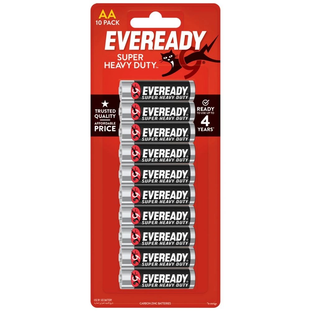 1 Eveready Super Heavy Duty AA Batteries 10 Pack, 1 of 2
