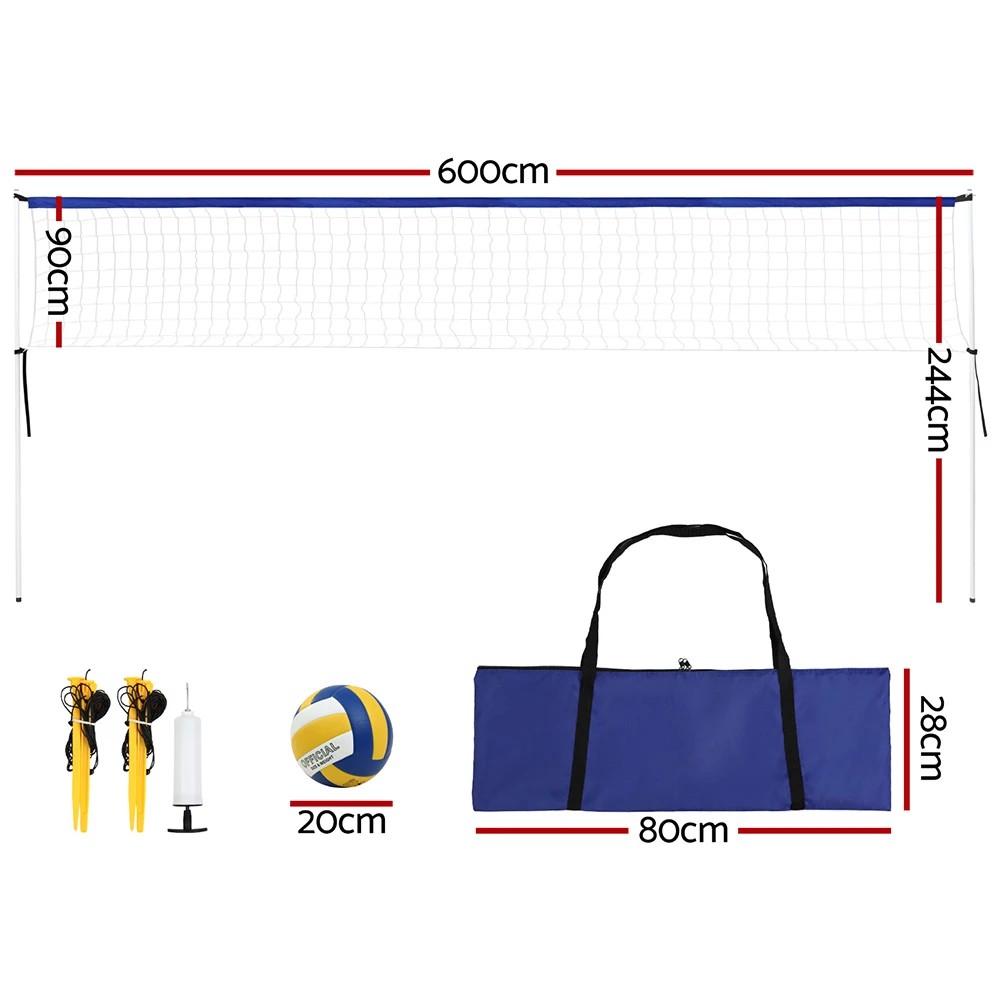 2 Everfit 6M Portable Volleyball Net Set Adjustable Height Multi-Sport Net with Ball and Bag - Blue, 2 of 6