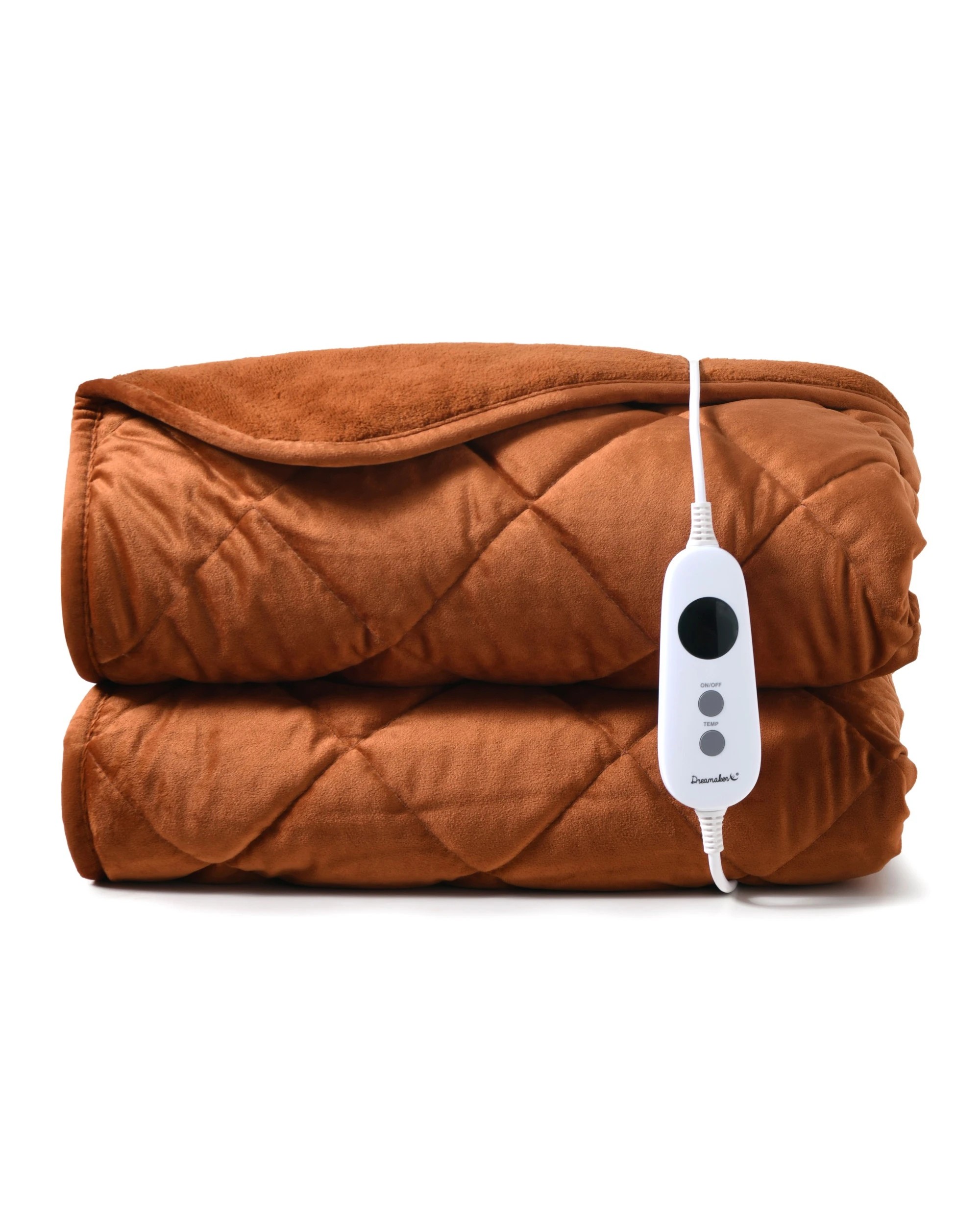 2 Dreamaker Haven Quilted Velvet Heated Throw 180x200cm - Rust, 2 of 8