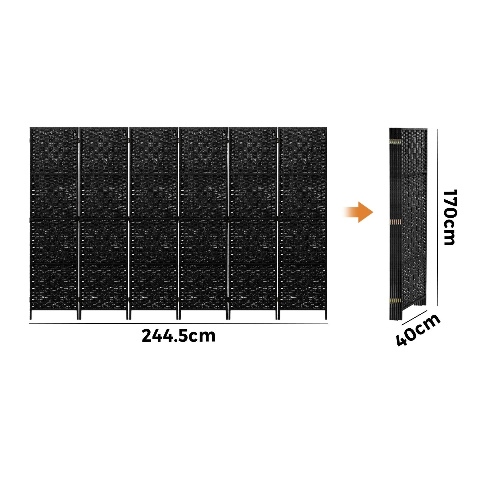 2 Oikiture 6 Panel Room Divider Screen Privacy Dividers - Black, 2 of 10
