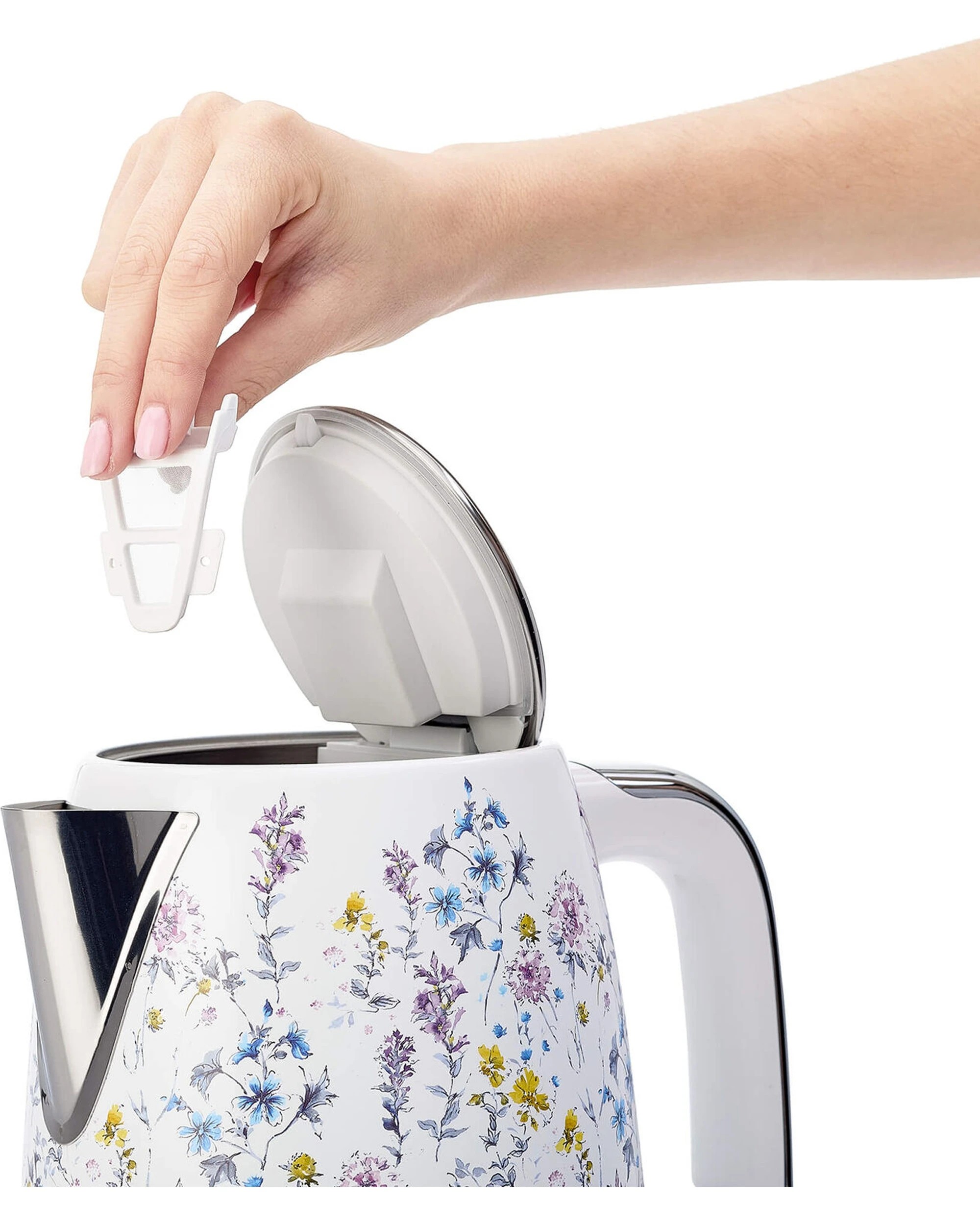 8 Laura Ashley 1.7L Jug Electric Kettle And 4 Slice Toaster Combo Wild Meadow - White, 8 of 8