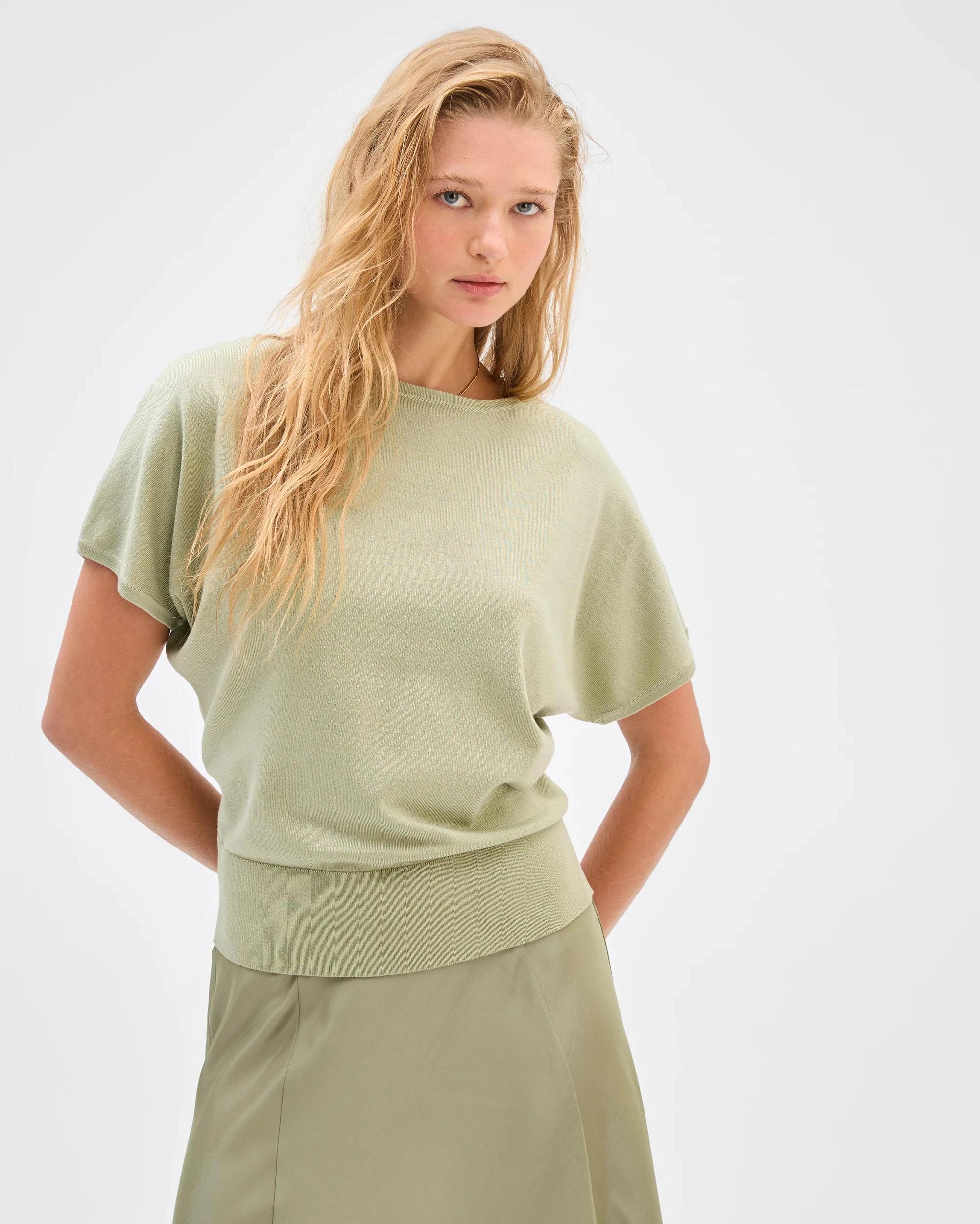 3 Preview Extended Short Sleeve Knit Top DESERT SAGE, 3 of 7