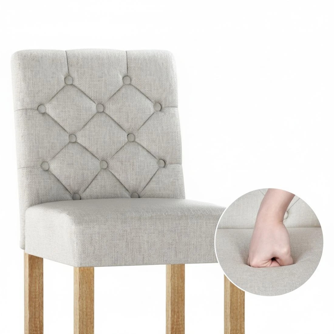 5 Artiss 4x Bar Stools Linen Upholste Chairs - Beige, 5 of 6