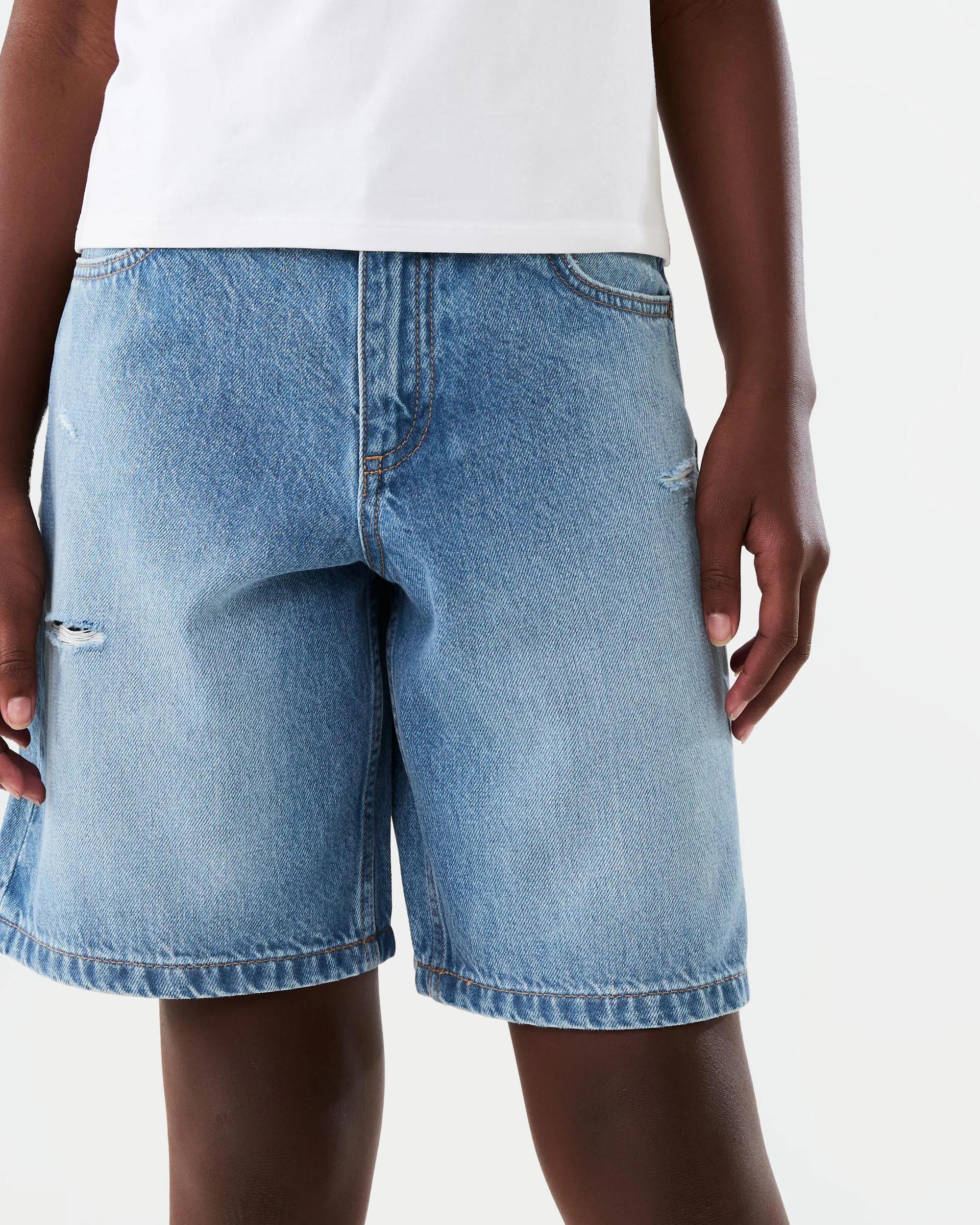 3 Longline Denim Shorts Mid Wash, 3 of 7