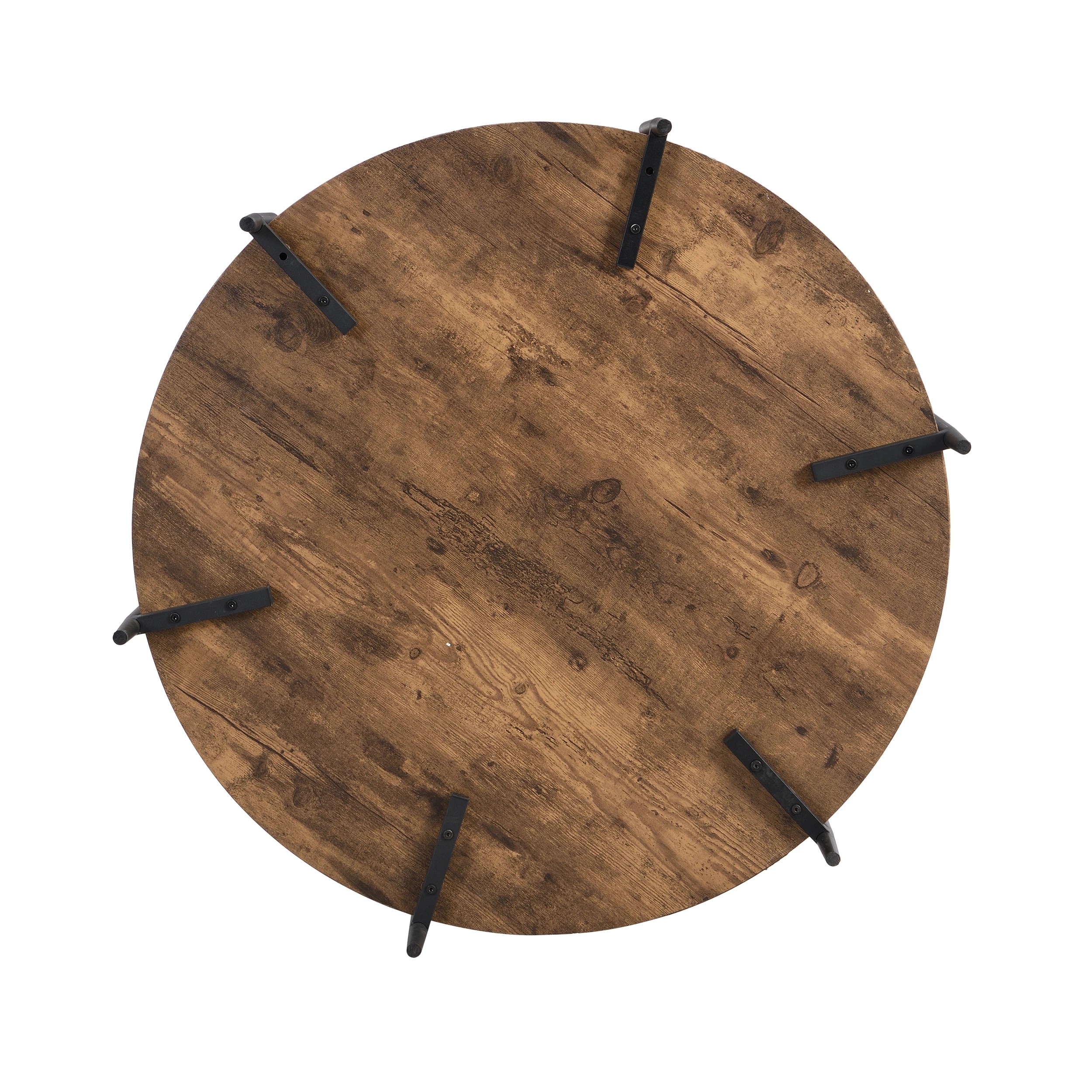 7 IHOMDEC 2-Tier Wooden Round Coffee Table - Brown, 7 of 10